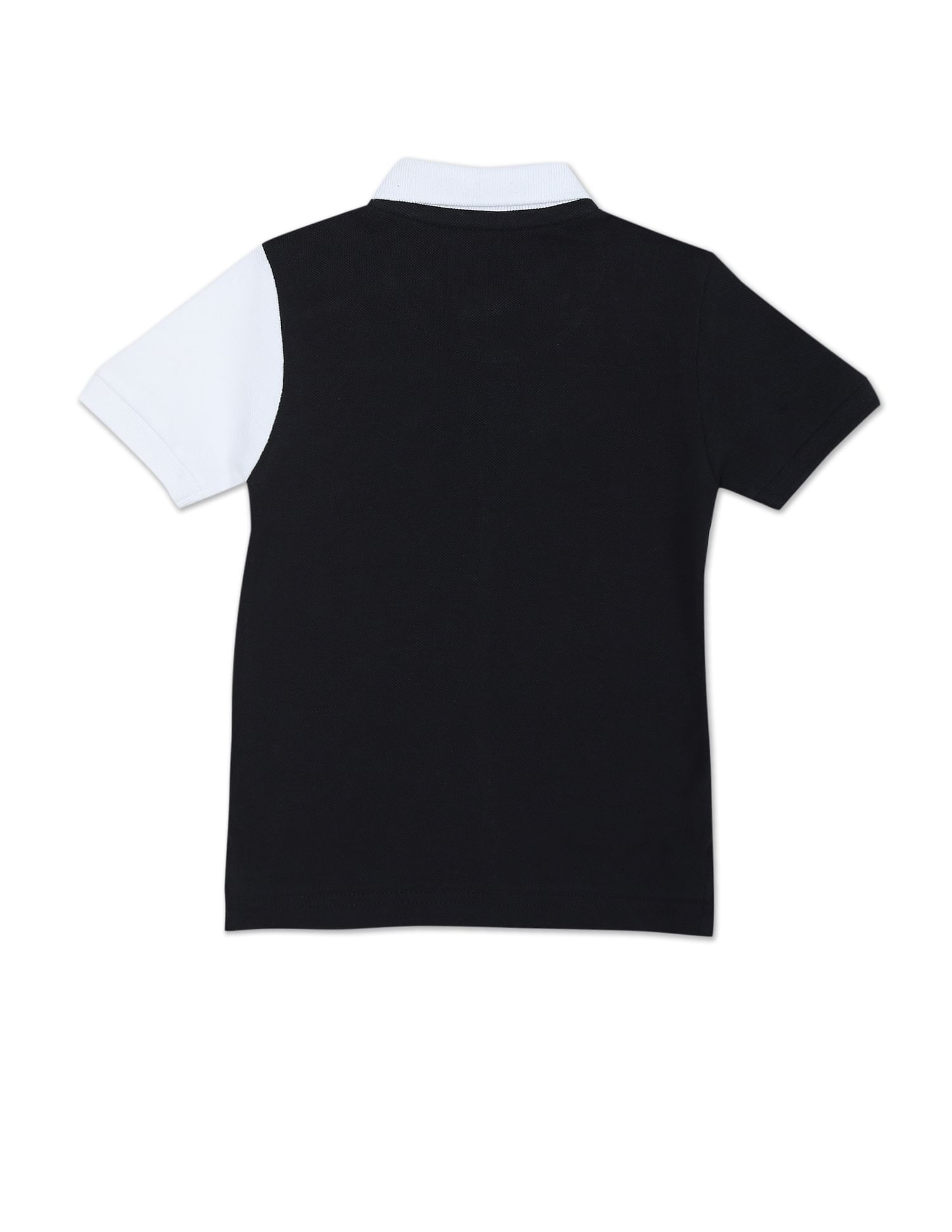 Colour Block Cotton Coordinate Polo Shirt Black and White - U.S. POLO ASSN. | Large