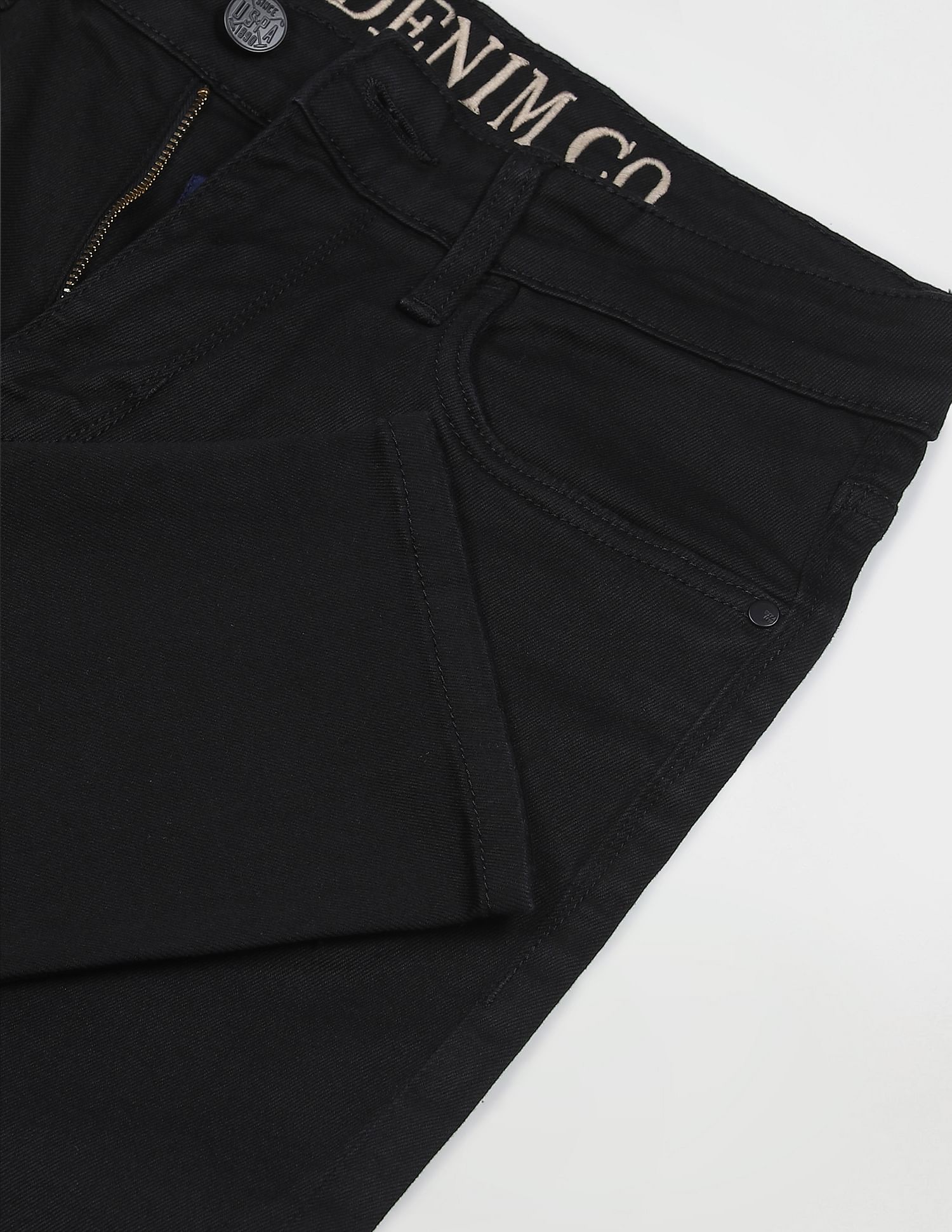 Men Black Brandon Slim Tapered Fit Mid Rise Jeans Black - U.S. Polo Assn. India | Large