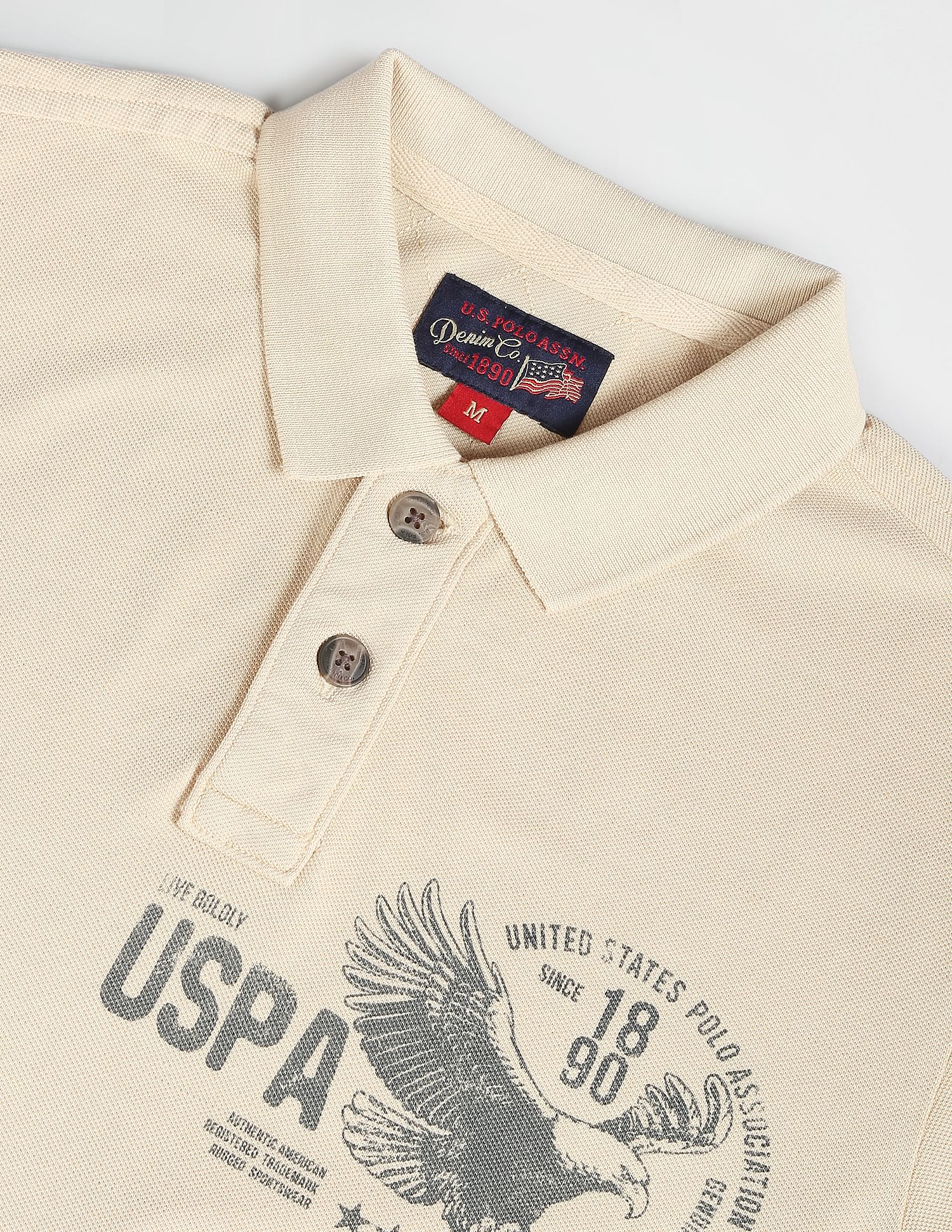 Brand Print Pique Polo Shirt Peach - U.S. POLO ASSN. | Large