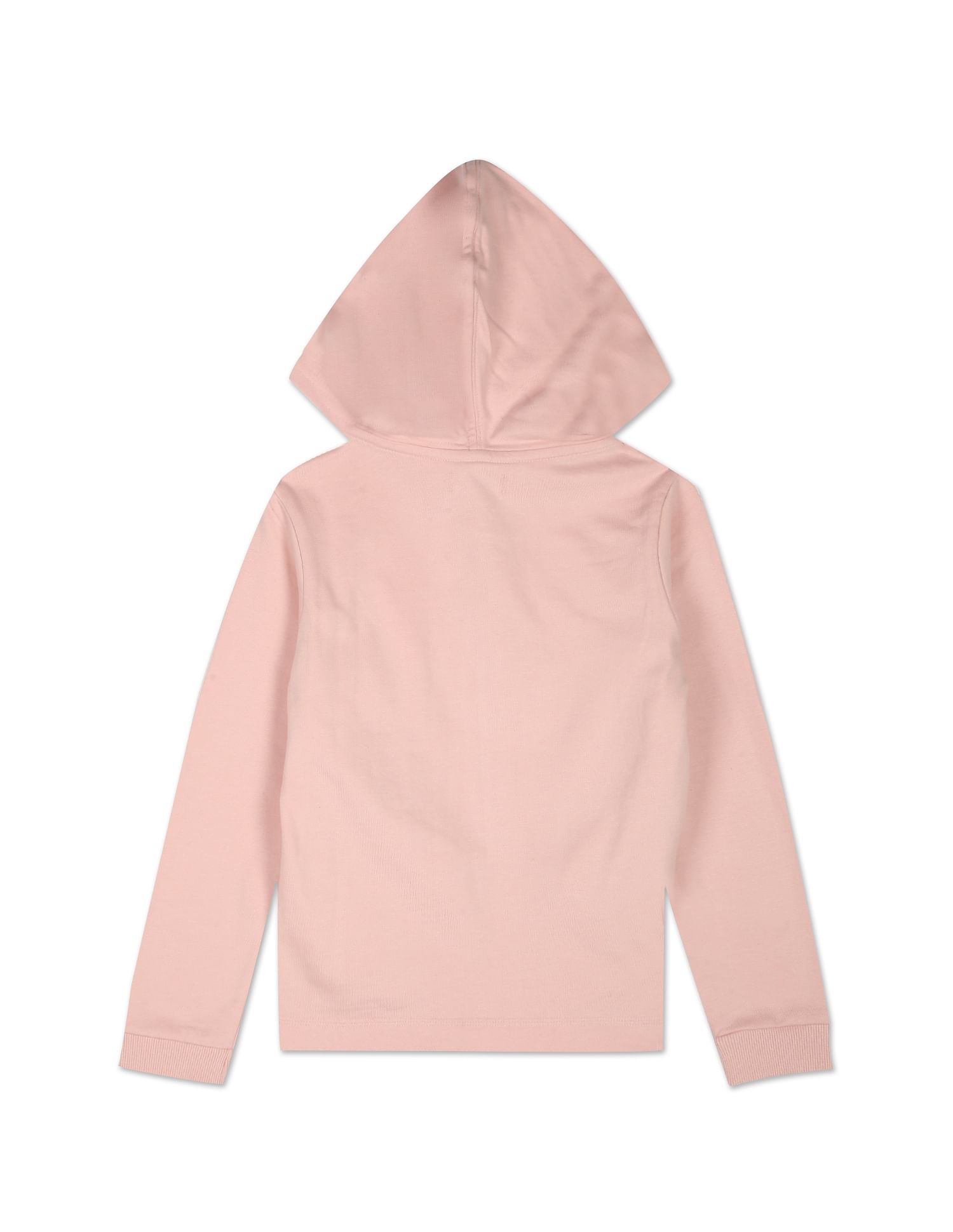 Hooded Zip Up Solid Sweatshirt Pink - U.S. Polo Assn. India | Large