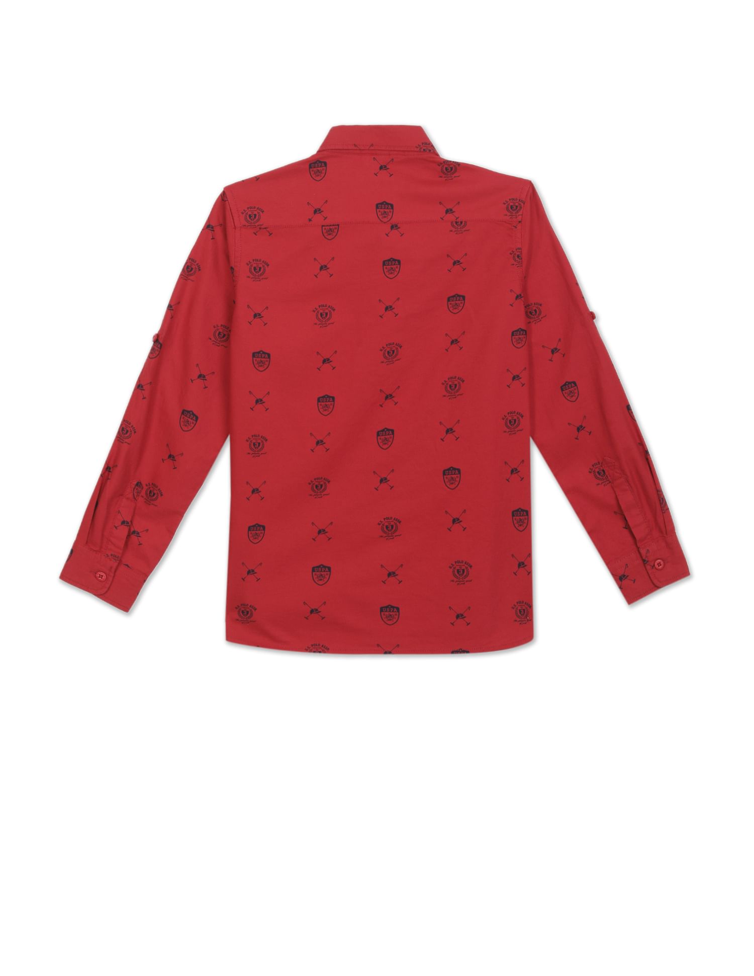 Cotton Monogram Print Shirt Red - U.S. POLO ASSN. | Large