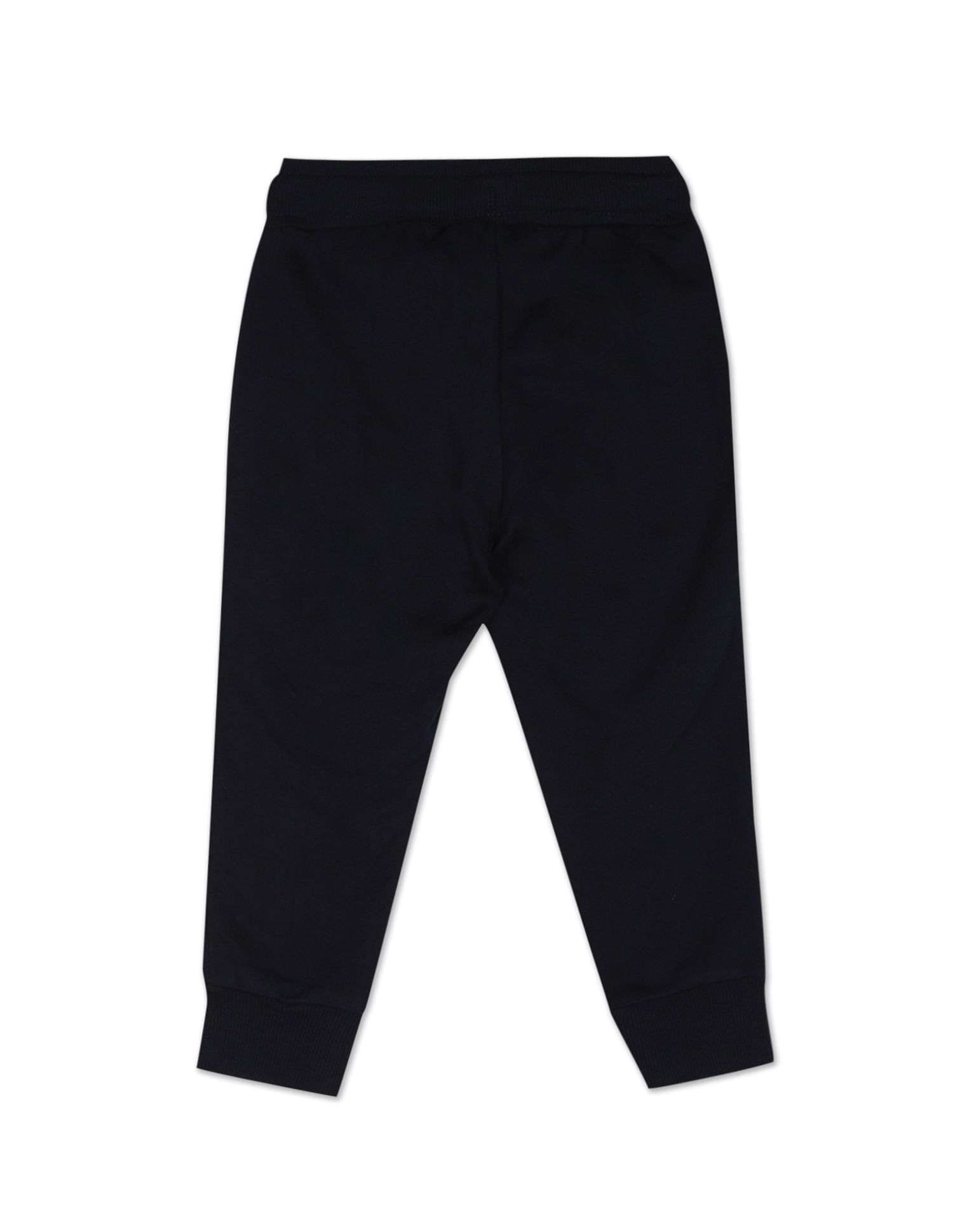 Boys Navy Embroidered Logo Solid Cotton Joggers Navy - U.S. Polo Assn. India | Large