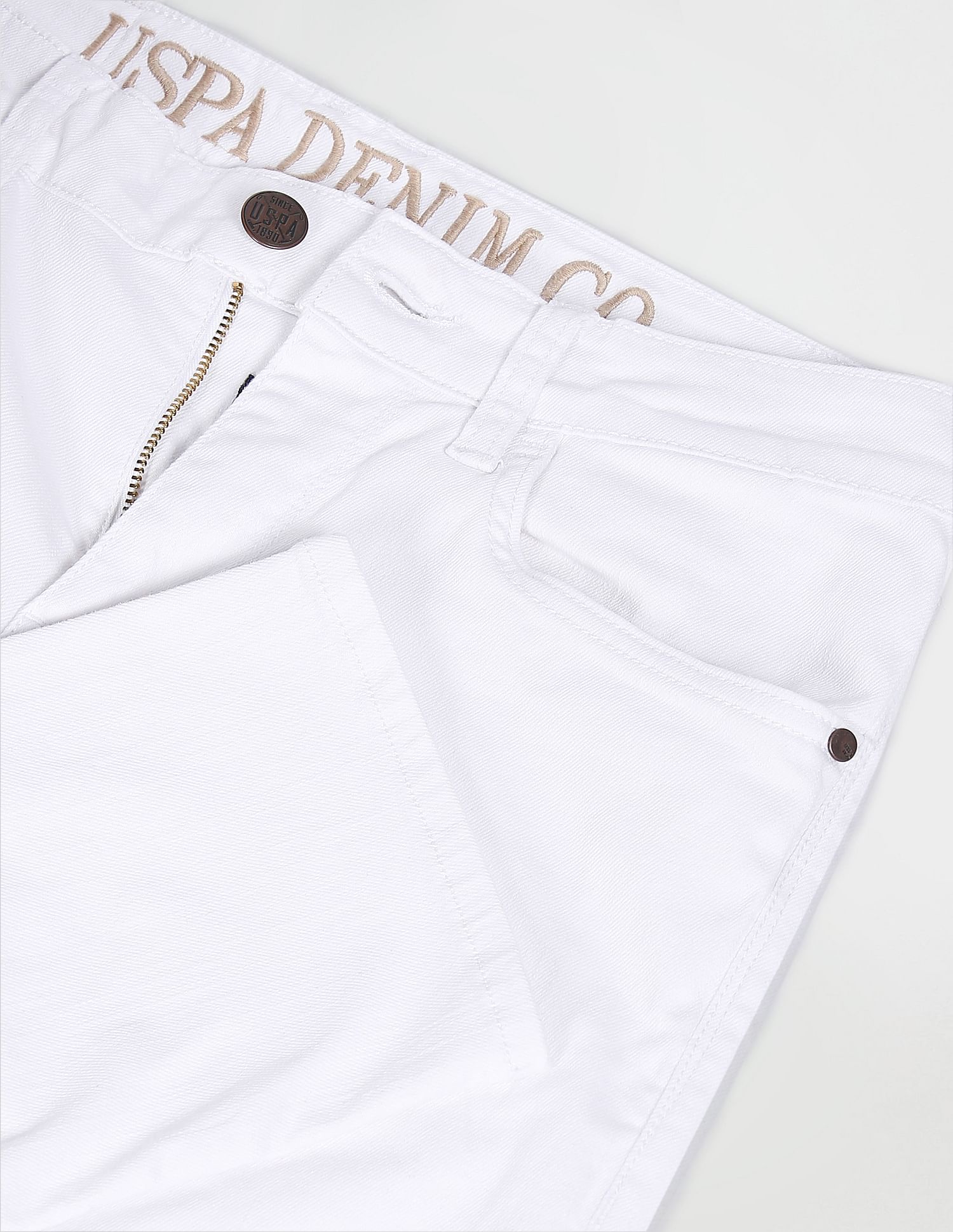 Brandon Slim Tapered Fit Mid Rise Jeans White - U.S. Polo Assn. India | Large