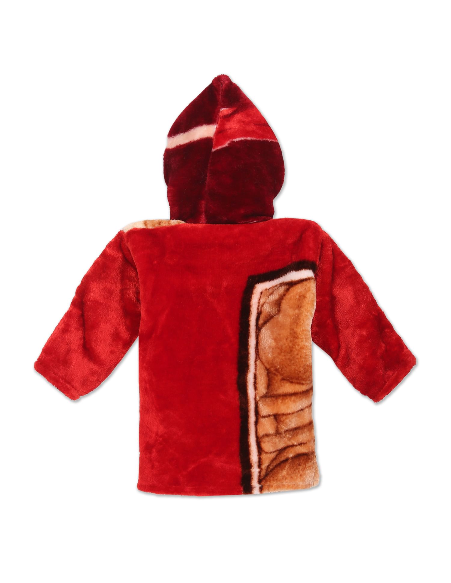 Hooded Floral Faux Fur Zip Up Jacket Red - U.S. POLO ASSN. | Large