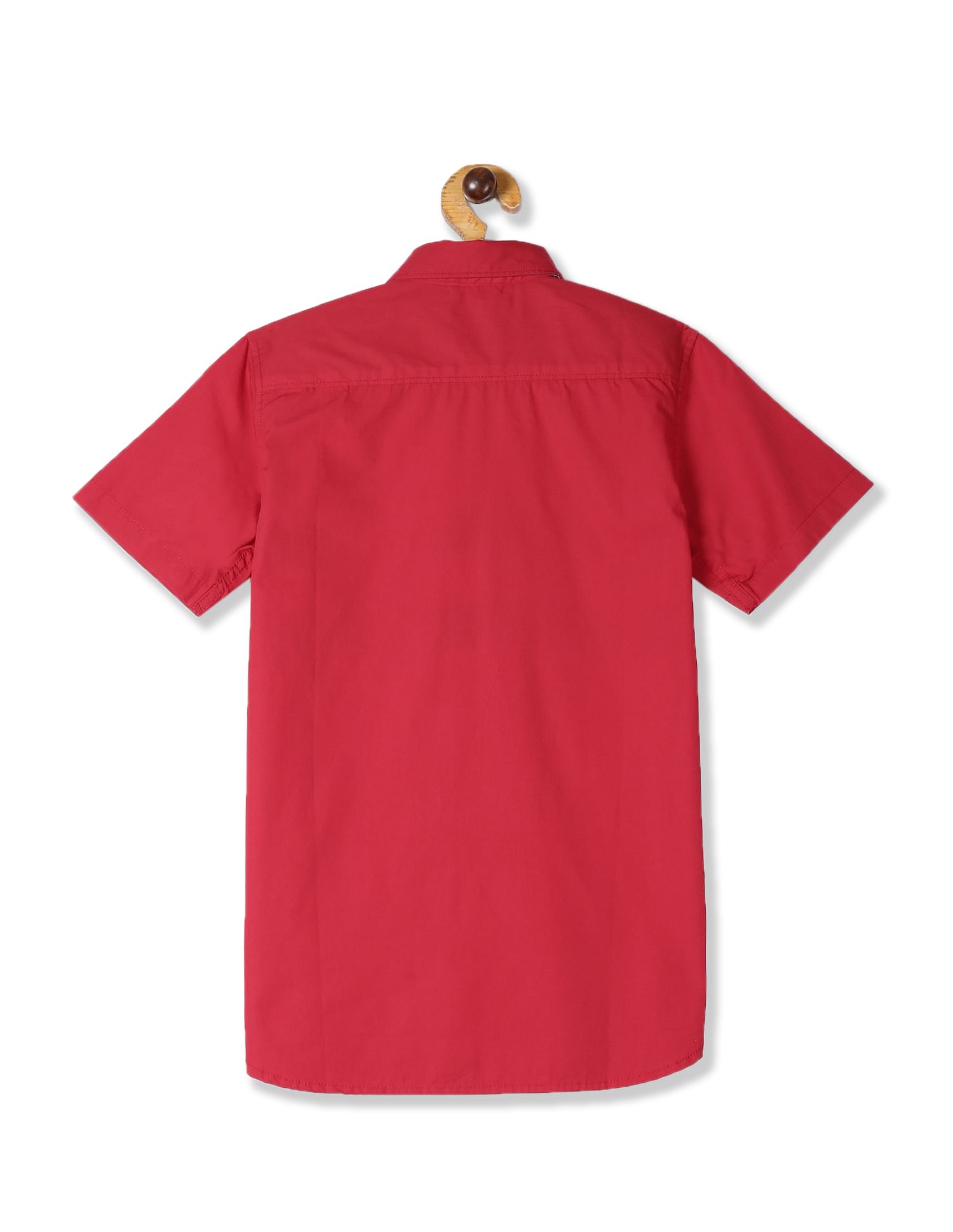 Red Boys Striped Panel Cotton Shirt Red - U.S. Polo Assn. India | Large