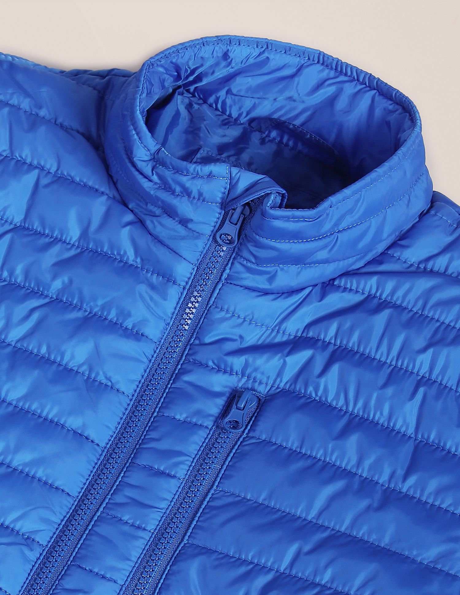 Solid Zip Up Quilted Jacket Blue - U.S. Polo Assn. India | Large