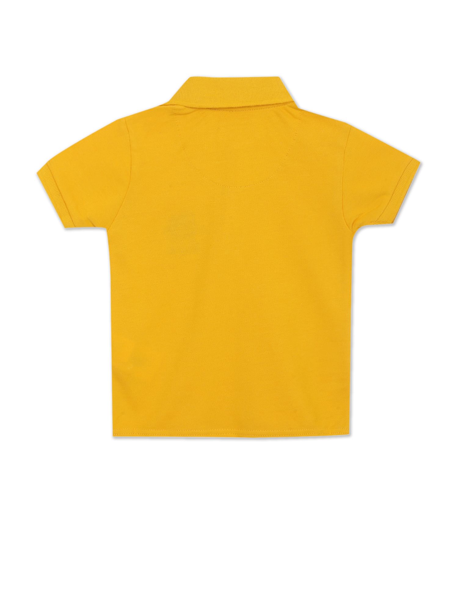 Pure Cotton Solid Polo Shirt Yellow - U.S. Polo Assn. India | Large