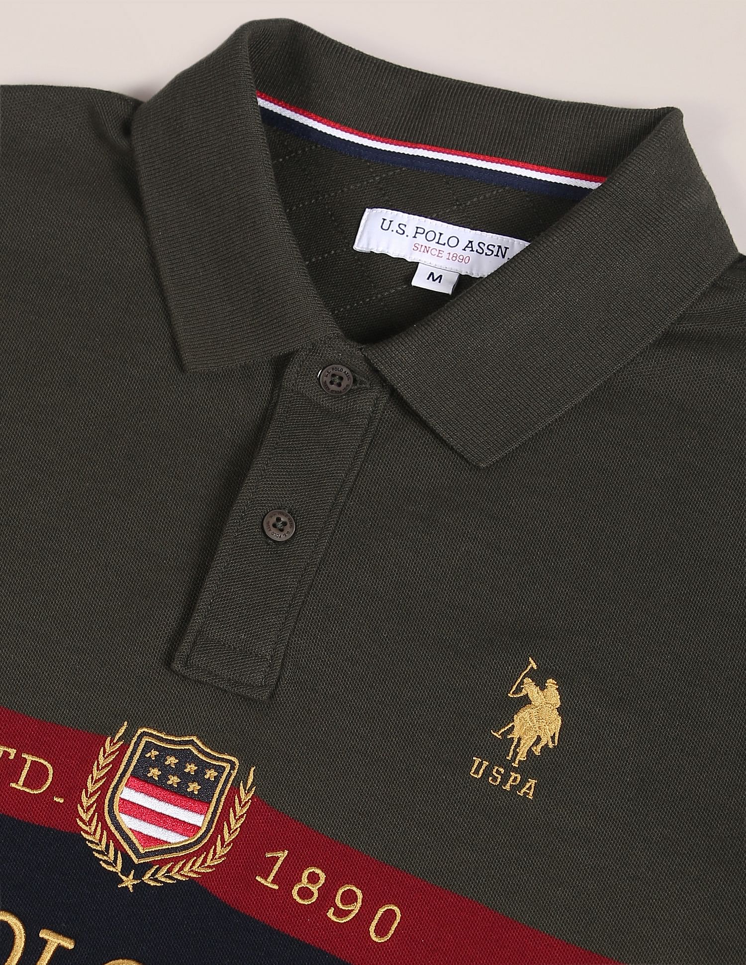 Iconic Embroidered Logo Polo Shirt Olive - U.S. Polo Assn. India | Large