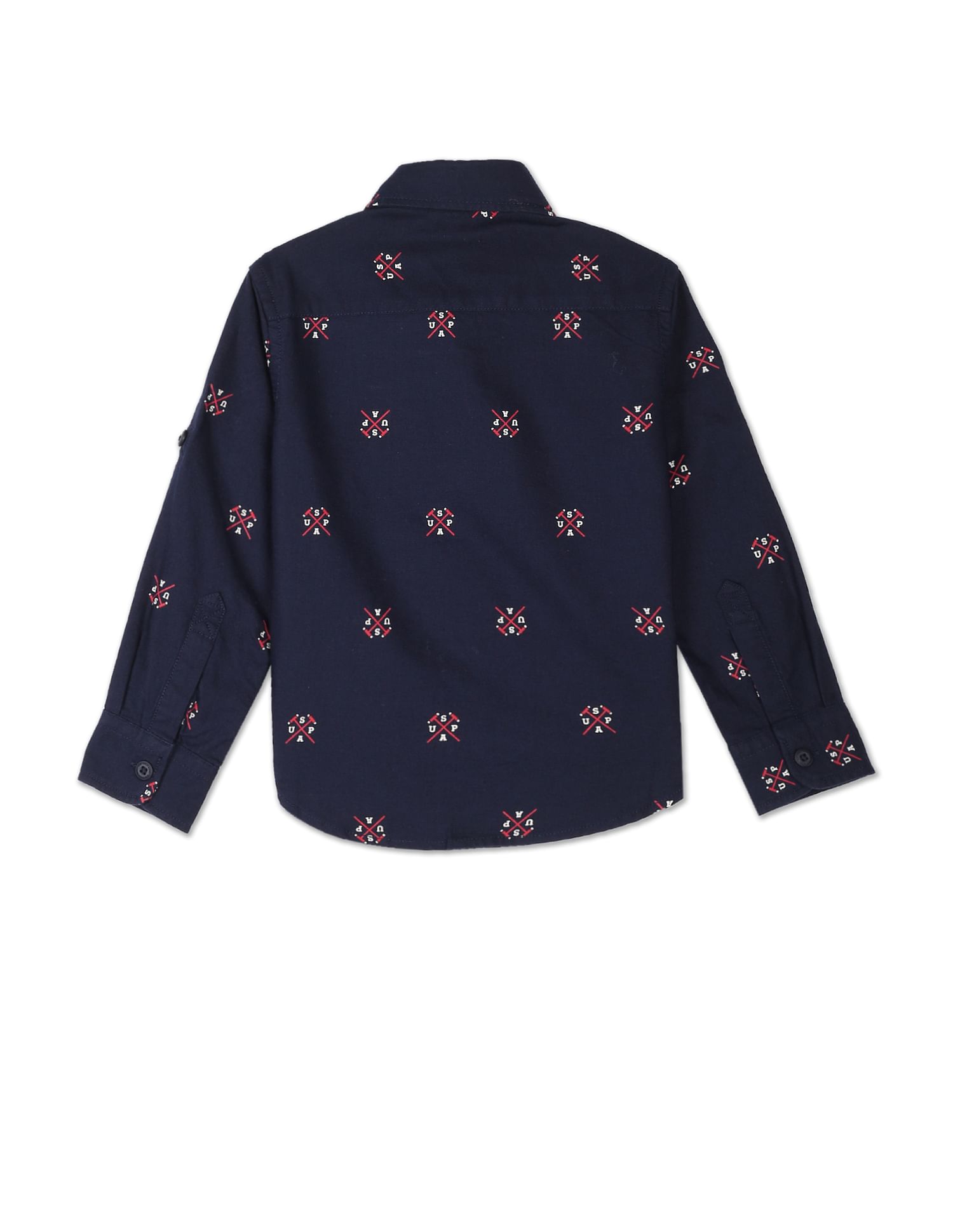 Brand Print Convertible Sleeve Shirt Navy - U.S. POLO ASSN. | Large