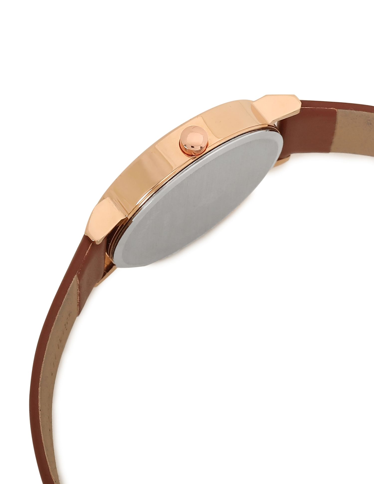 Leather Strap Analog Watch Silver and Brown - U.S. POLO ASSN. | Large