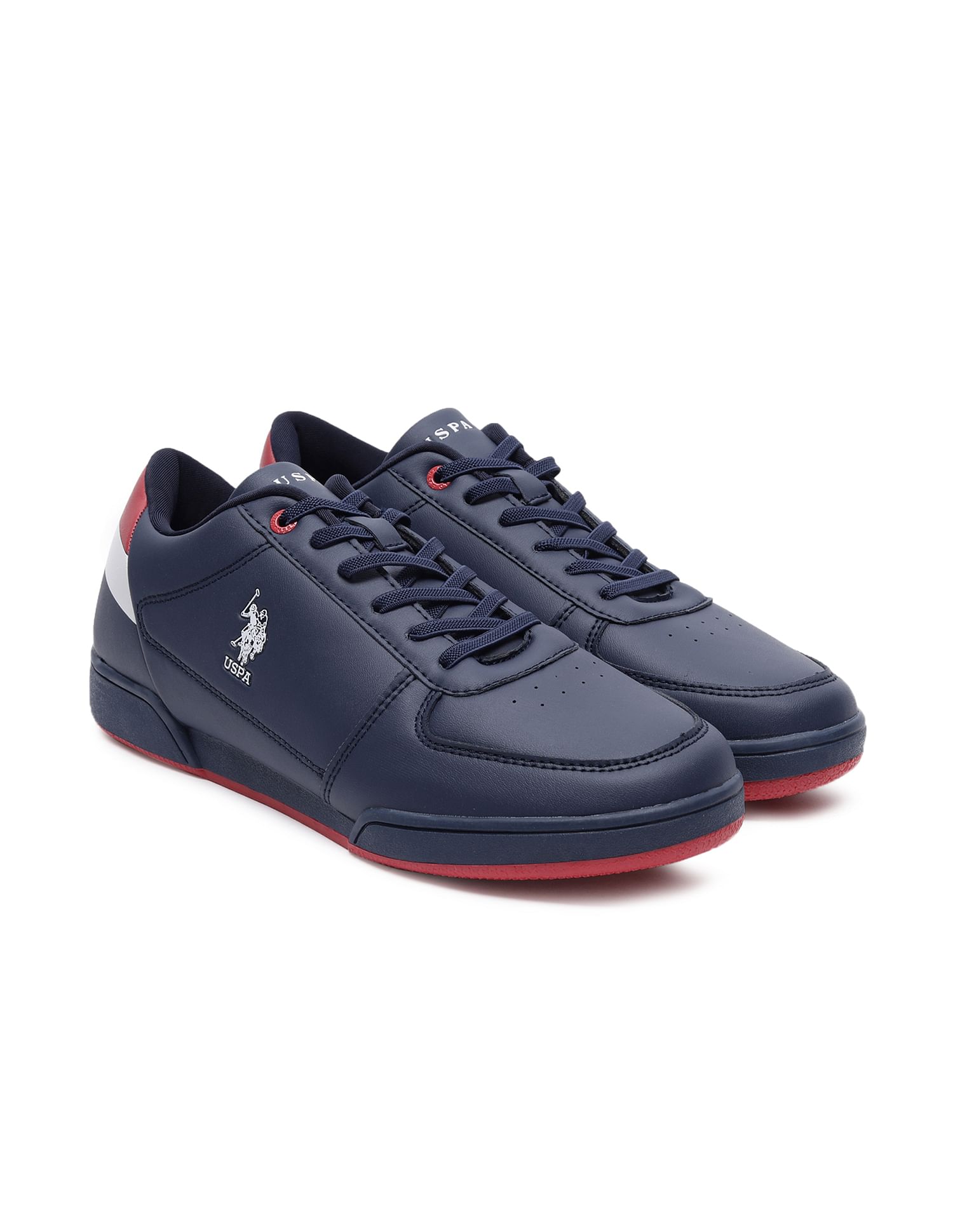 Men Brand Stripe Panelled Jan Sneakers Navy - U.S. Polo Assn. India | Large