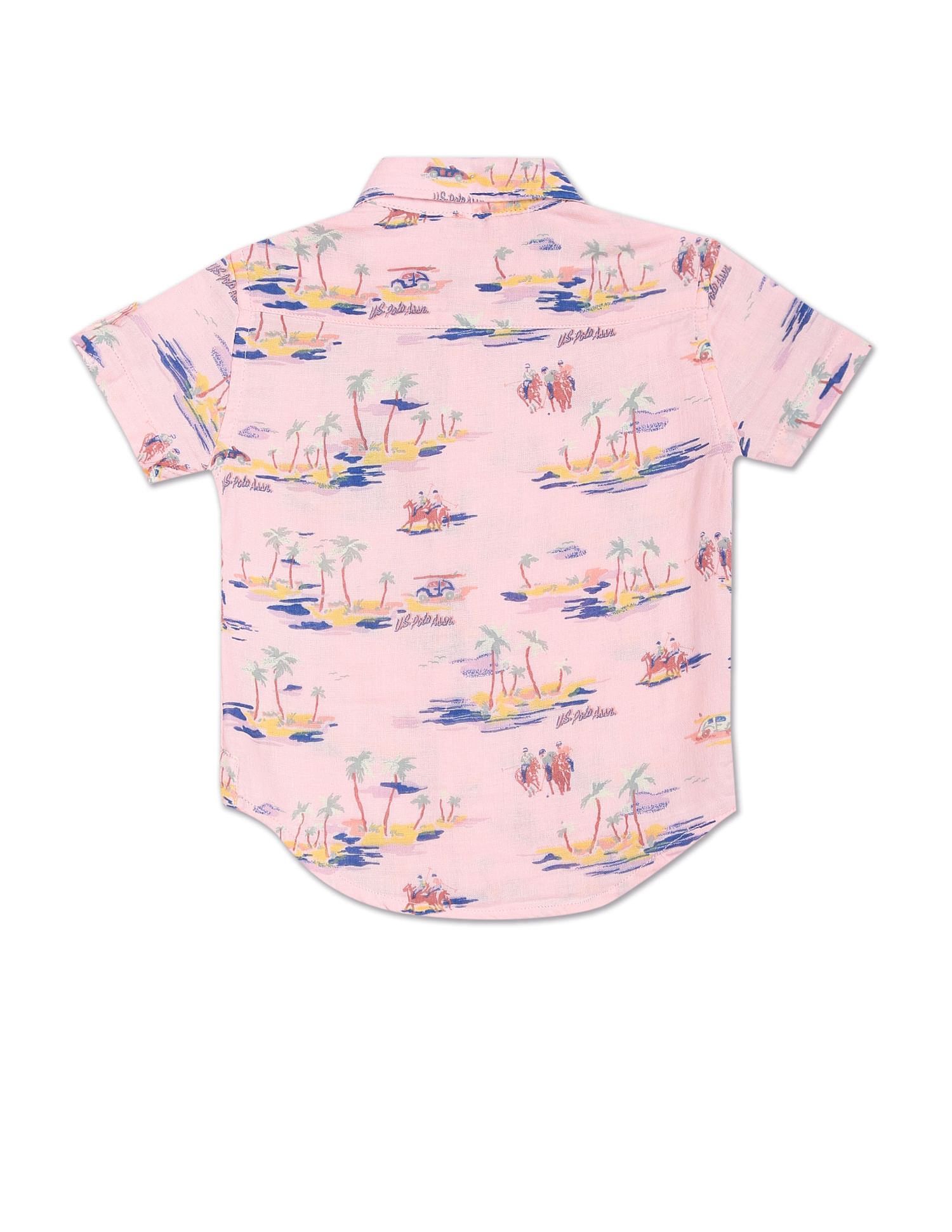 Brand Print Short Sleeve Shirt Pink - U.S. POLO ASSN. | Large