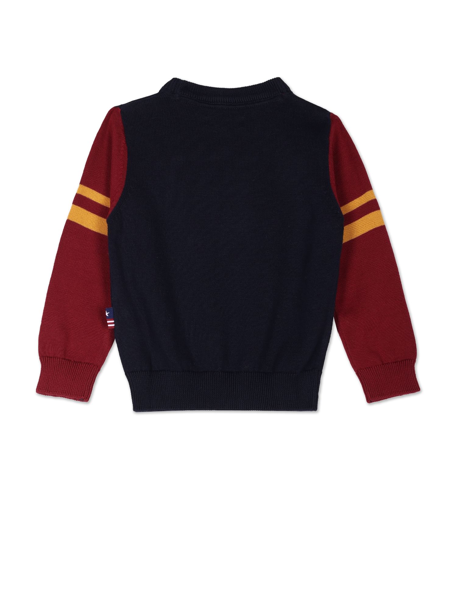 Boys Navy Embroidered Crest Colour Block Sweater Navy - U.S. POLO ASSN. | Large
