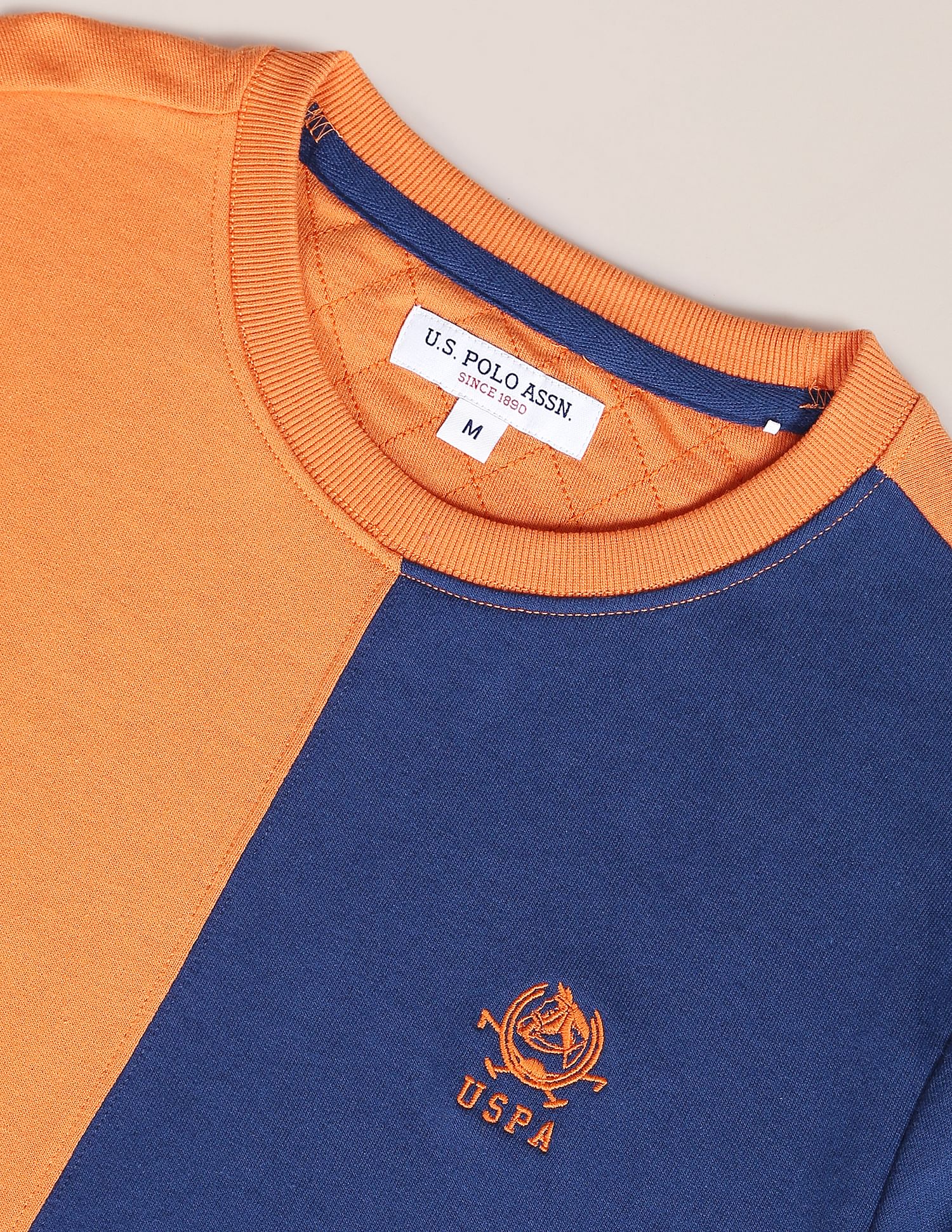 Colour Block Long Sleeve Sweatshirt Orange - U.S. POLO ASSN. | Large