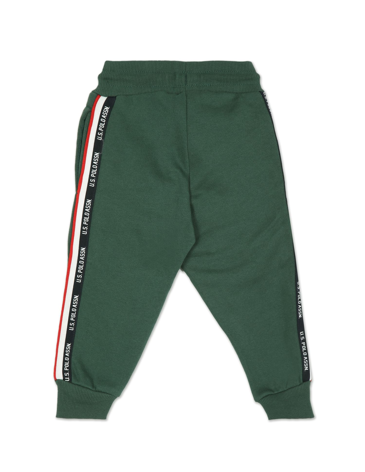 Boys Dark Green Mid Rise Solid Joggers Dark Green - U.S. POLO ASSN. | Large