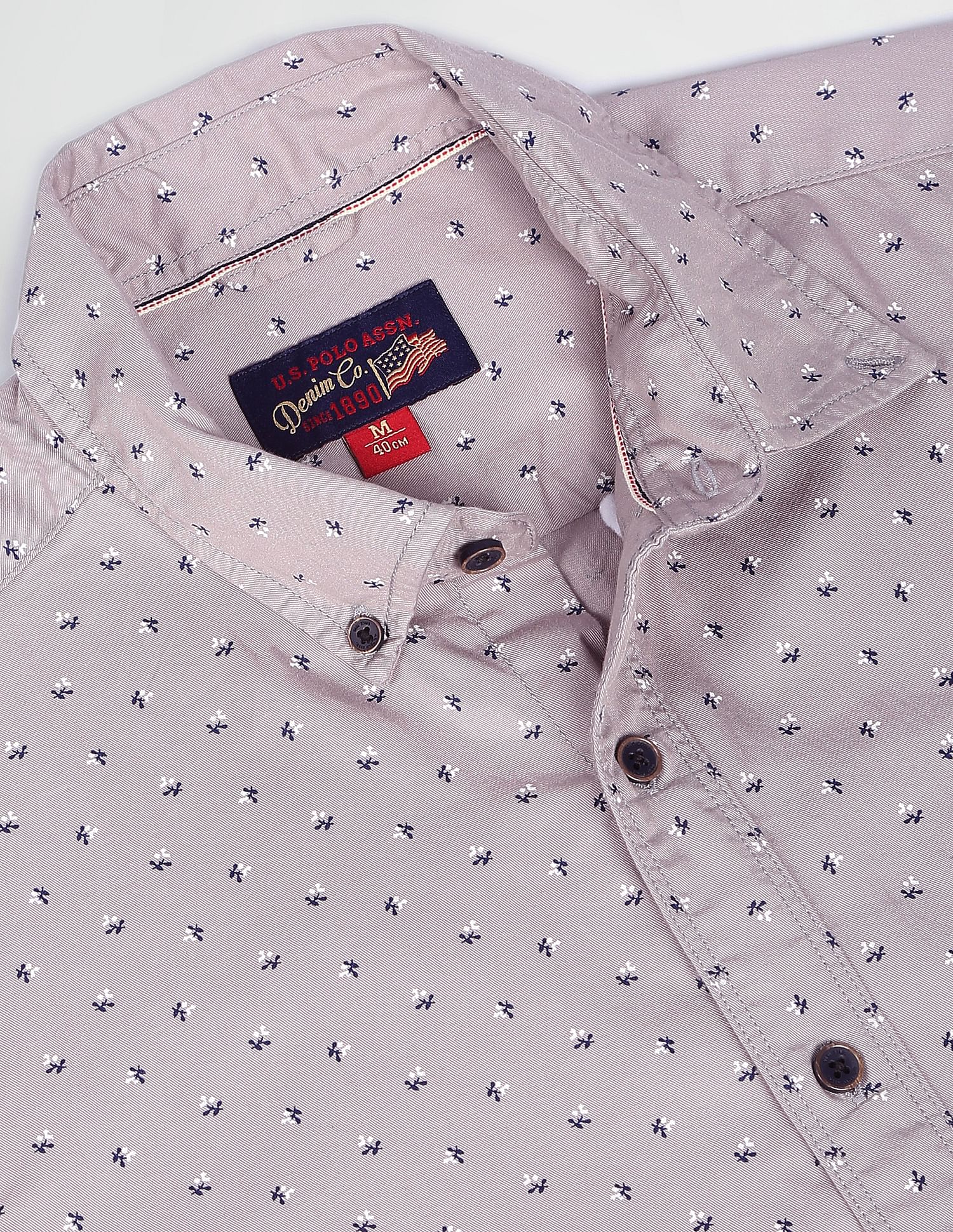 Floral Print Cotton Shirt Grey - U.S. Polo Assn. India | Large