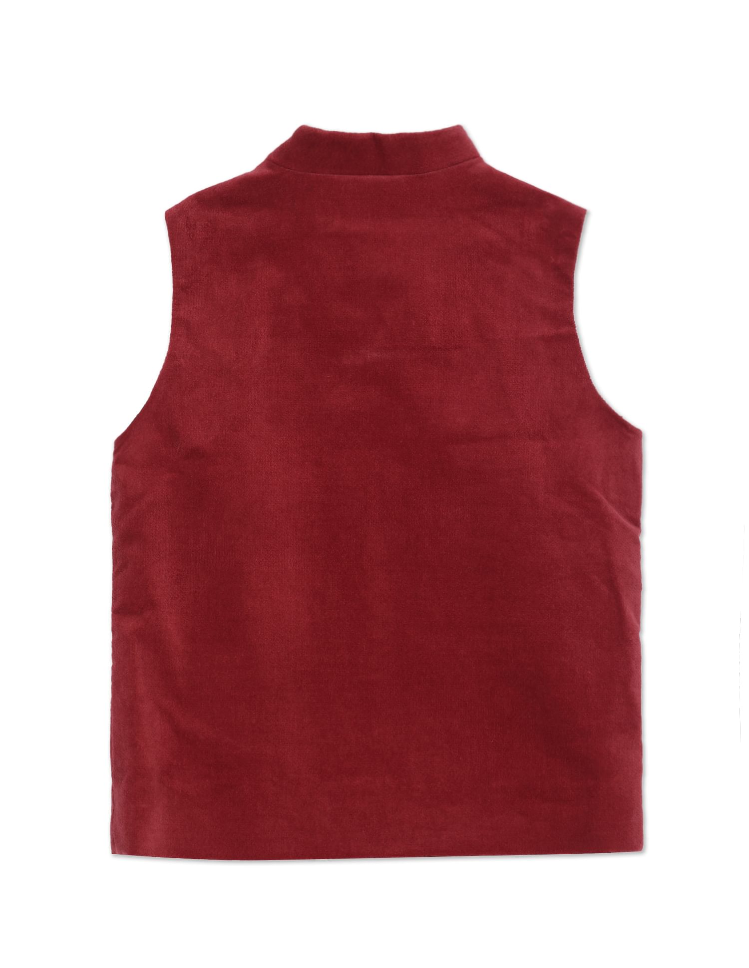 Mandarin Collar Solid Nehru Jacket Maroon - U.S. POLO ASSN. | Large