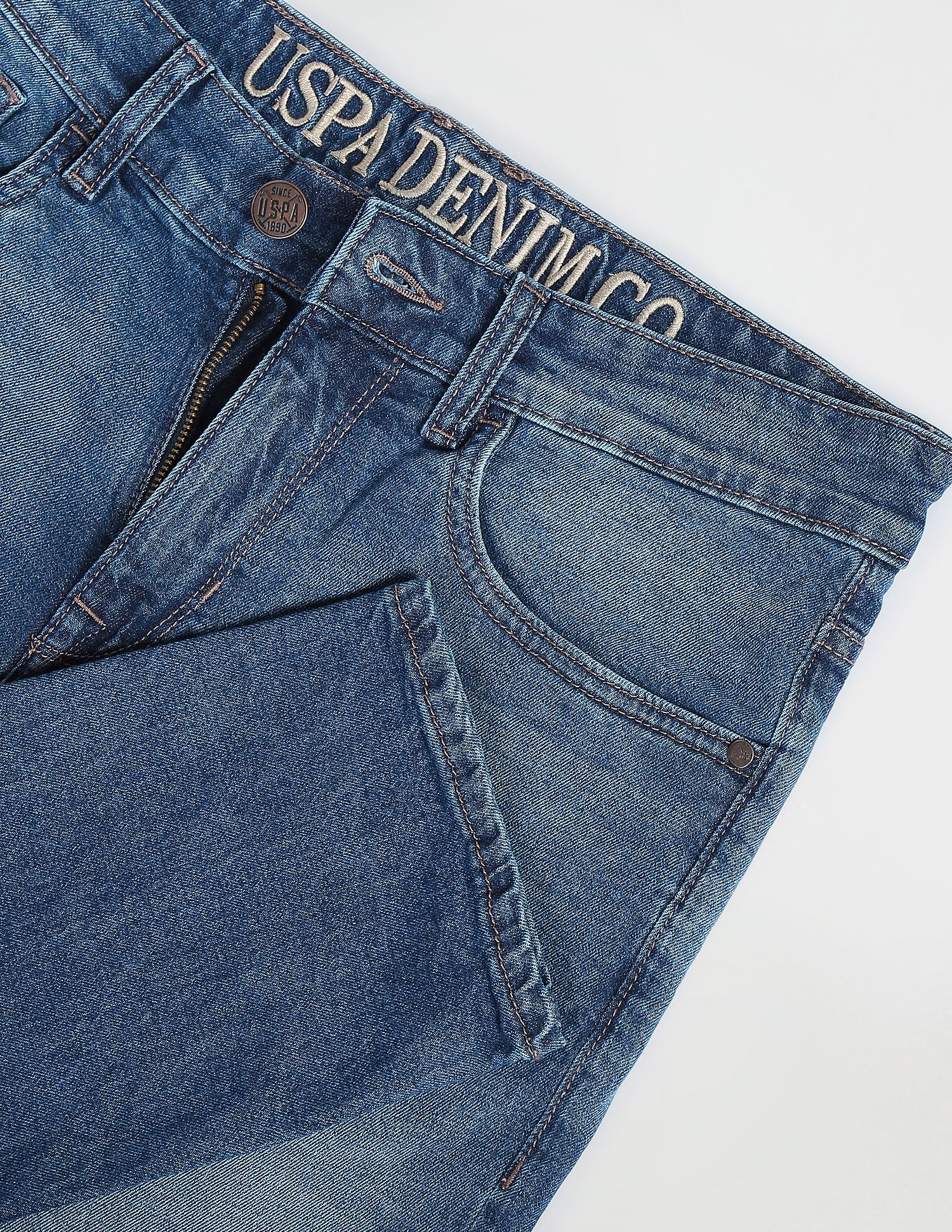 Brandon Slim Tapered Fit Stone Wash Jeans Blue - U.S. POLO ASSN. | Large