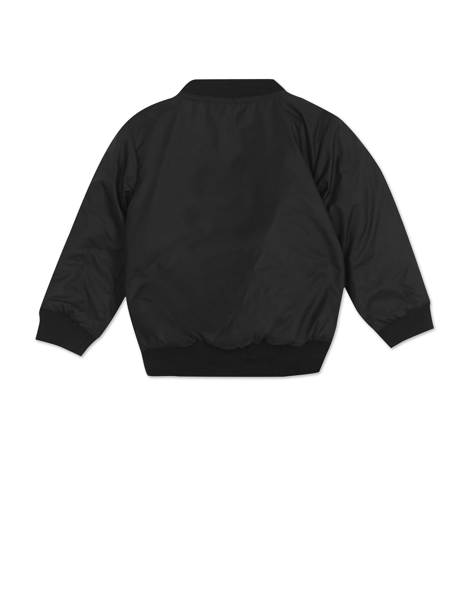 Boys Black Brand Print Polyester Bomber Jacket Black - U.S. Polo Assn. India | Large