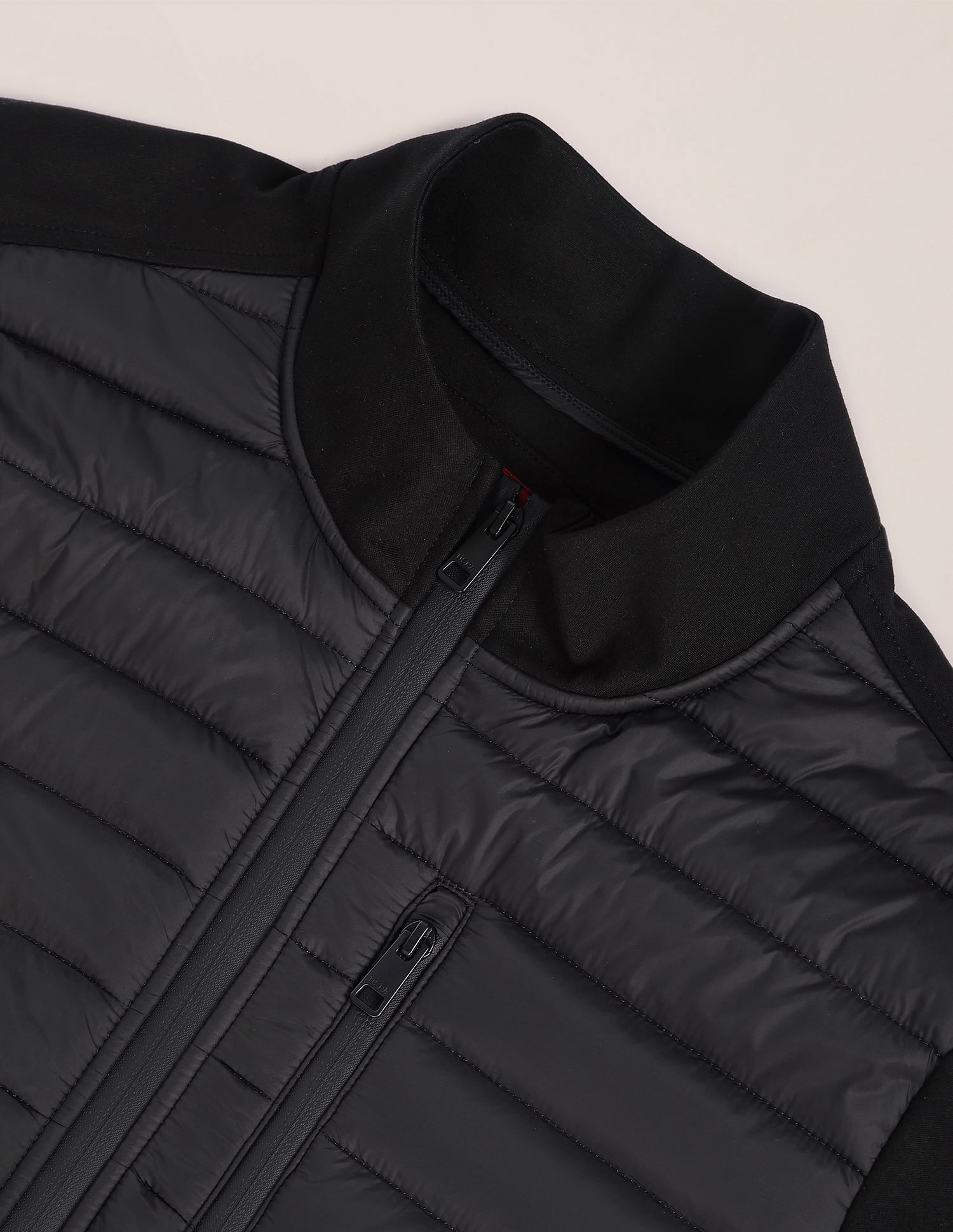 Men Black High Neck Panelled Jacket Black - U.S. Polo Assn. India | Large