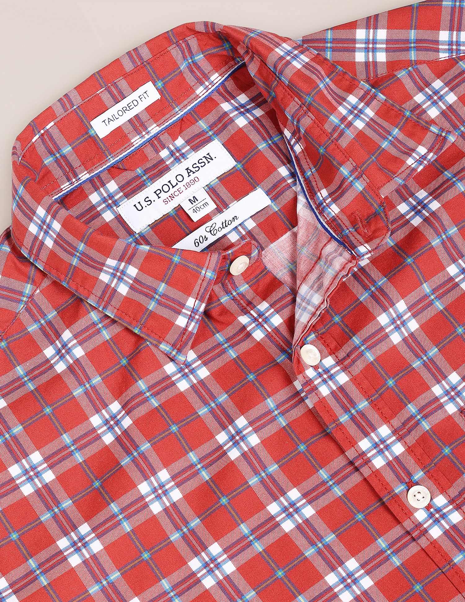 Tartan Smooth Cotton Shirt Red - U.S. Polo Assn. India | Large