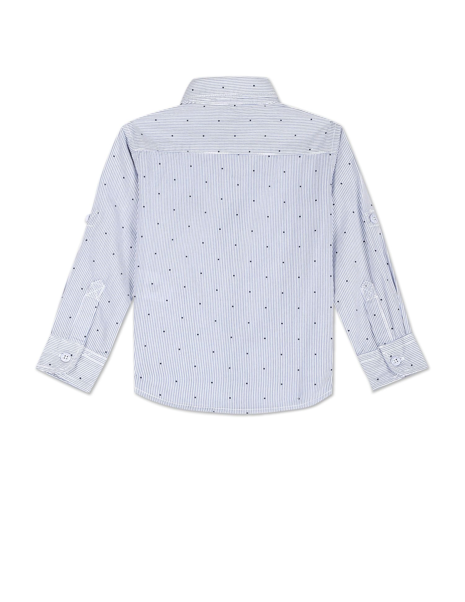 Pinstriped Cotton Shirt White and Blue - U.S. POLO ASSN. | Large