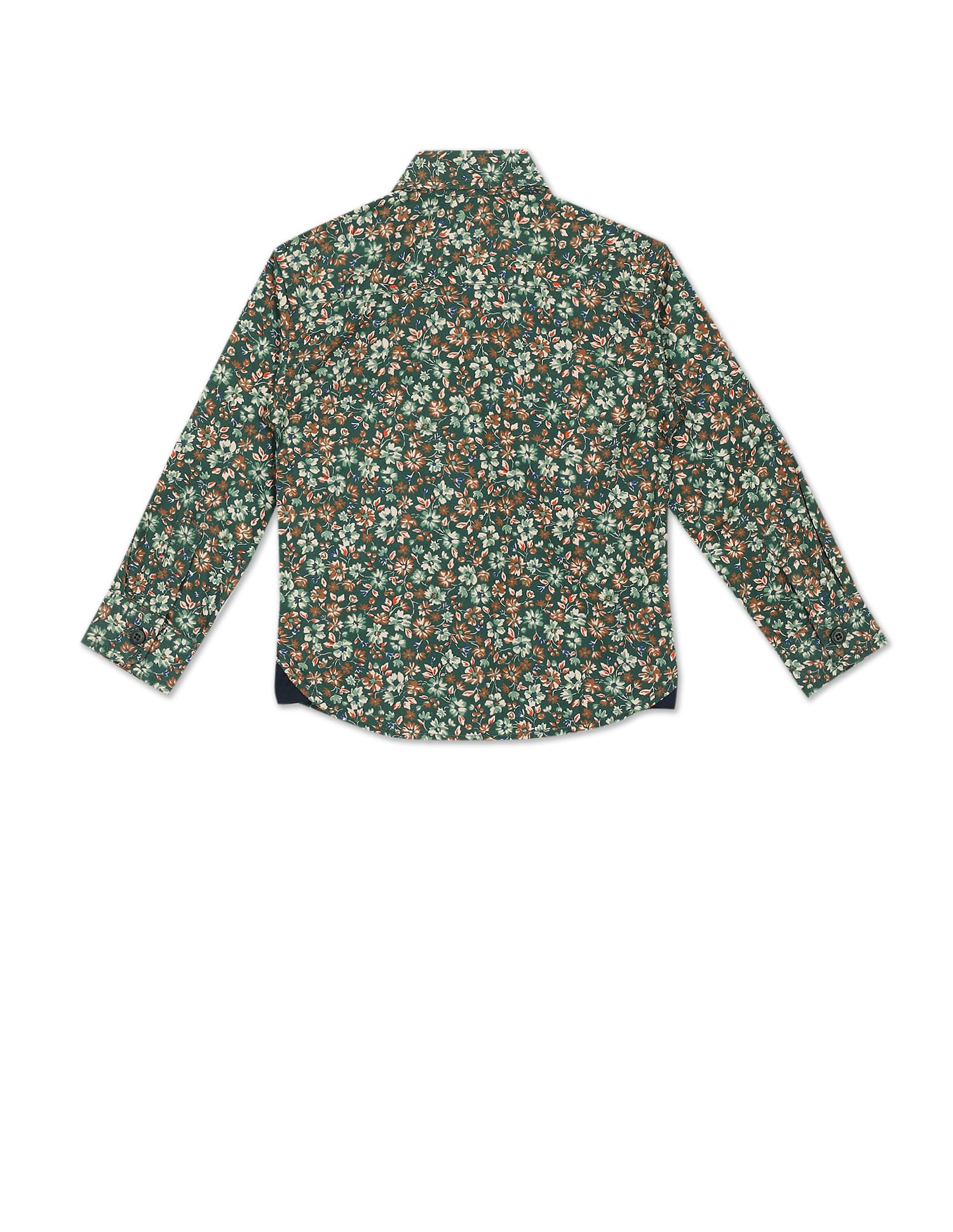 Long Sleeve Floral Print Casual Shirt Green - U.S. Polo Assn. India | Large