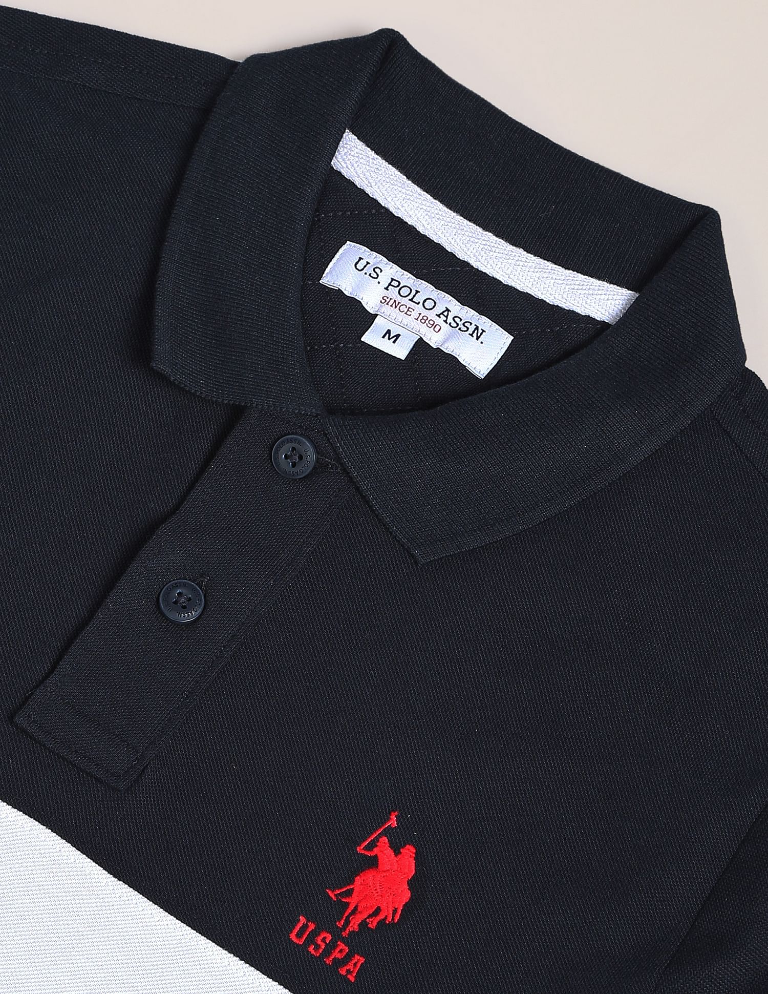 Colour Block Cotton Polo Shirt White - U.S. POLO ASSN. | Large