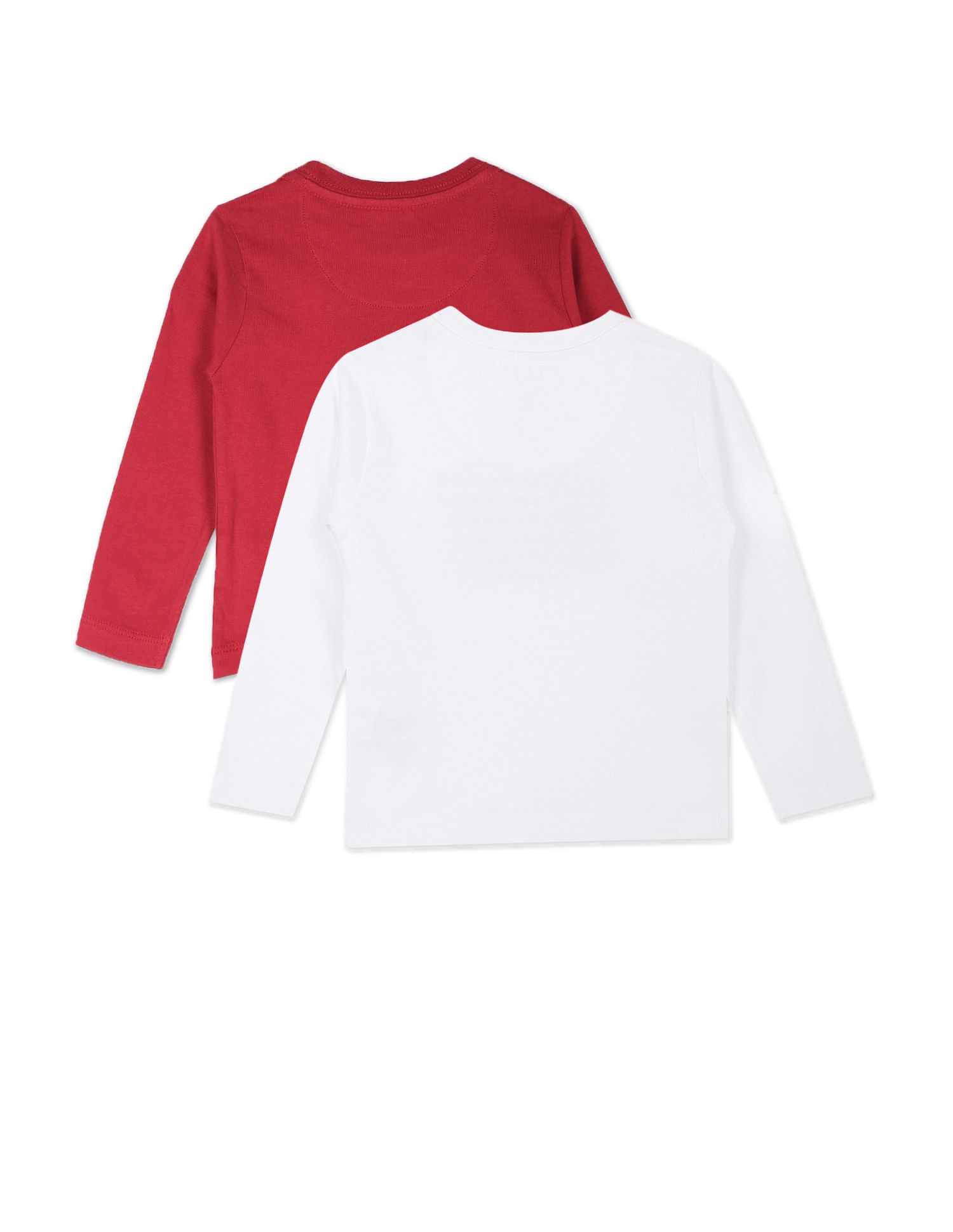 Crew Neck Brand Print T-Shirt - Pack Of 2 White and Red - U.S. POLO ASSN. | Large