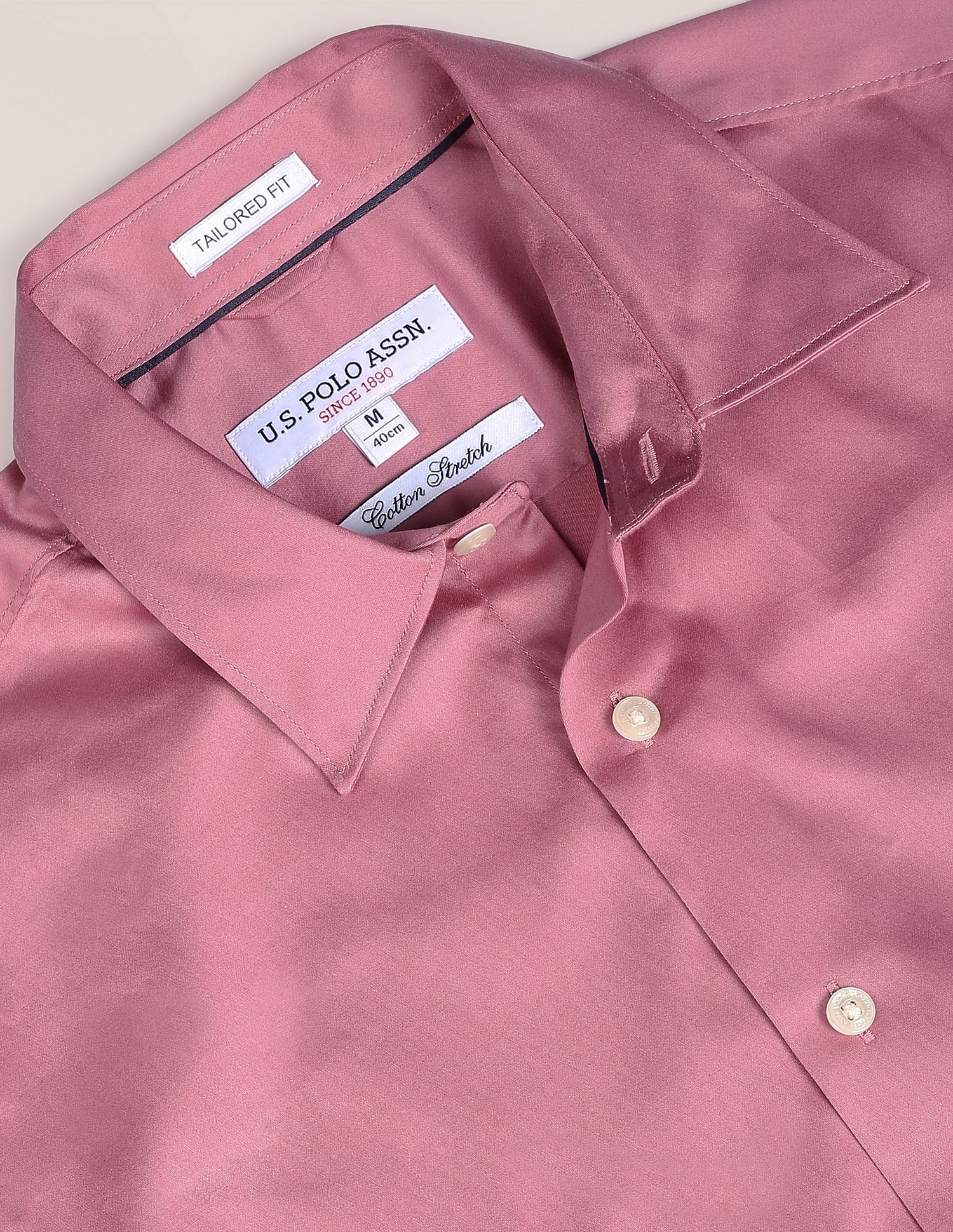 Satin Stretch Solid Shirt Dusty Pink - U.S. POLO ASSN. | Large