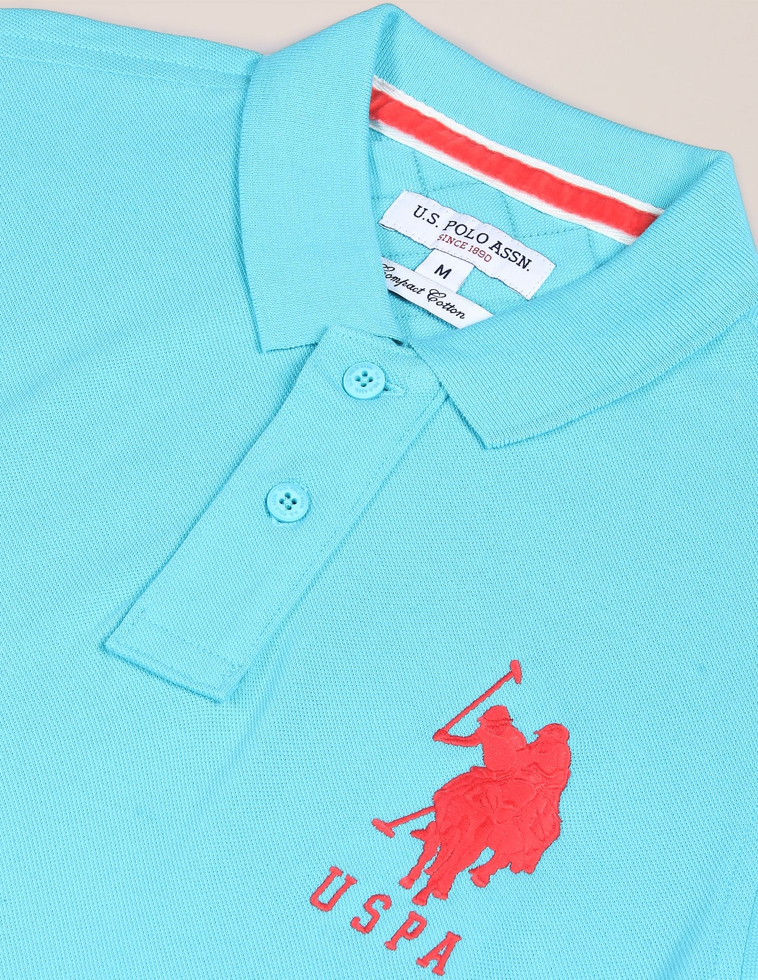 Compact Cotton Logo Polo Shirt Light Blue - U.S. POLO ASSN. | Large