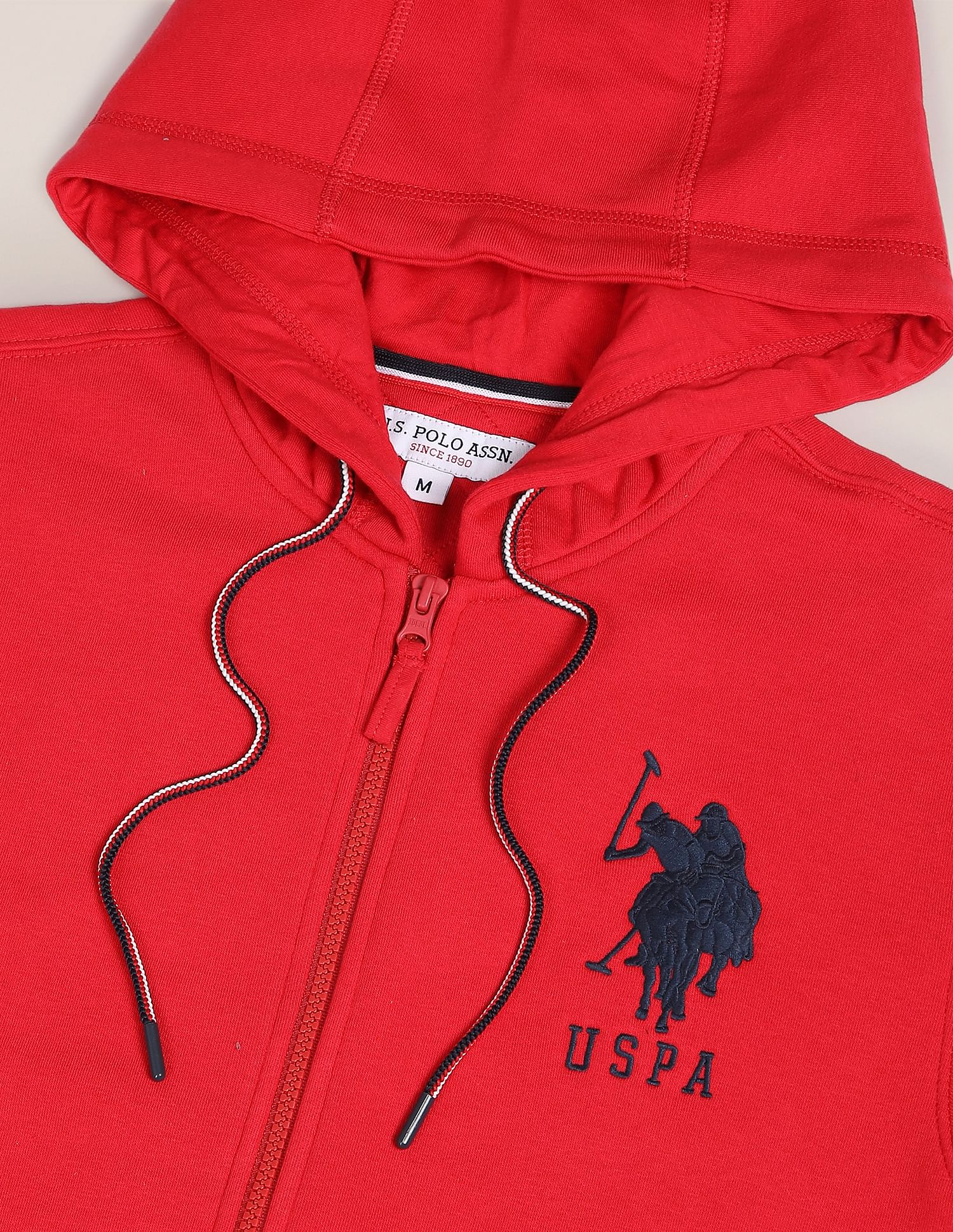 Drawstring Hood Solid Sweatshirt Red - U.S. POLO ASSN. | Large