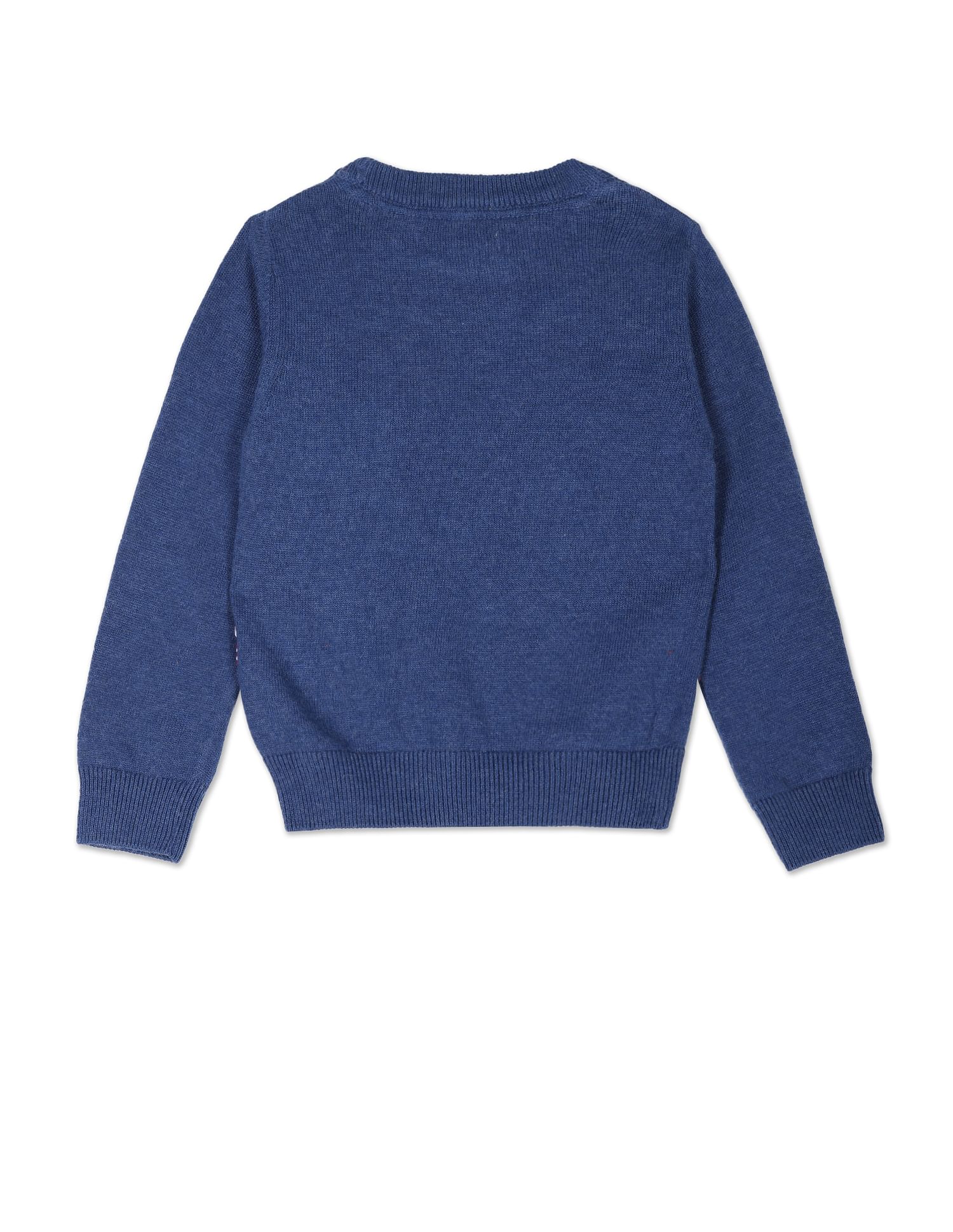 Boys Blue Brand Patterned Knit Sweater Blue - U.S. Polo Assn. India | Large