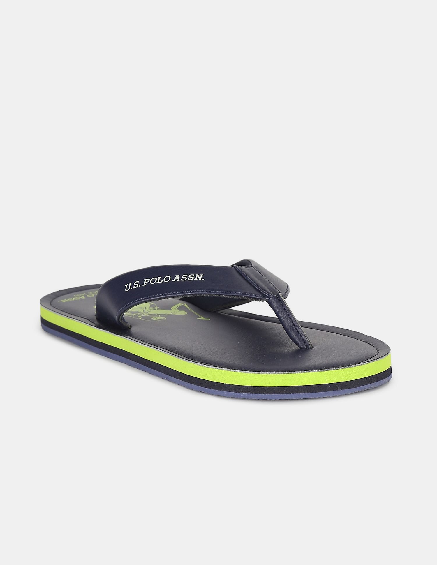 V-Strap Brand Print Non-Skid Irling Flip Flops Navy - U.S. Polo Assn. India | Large