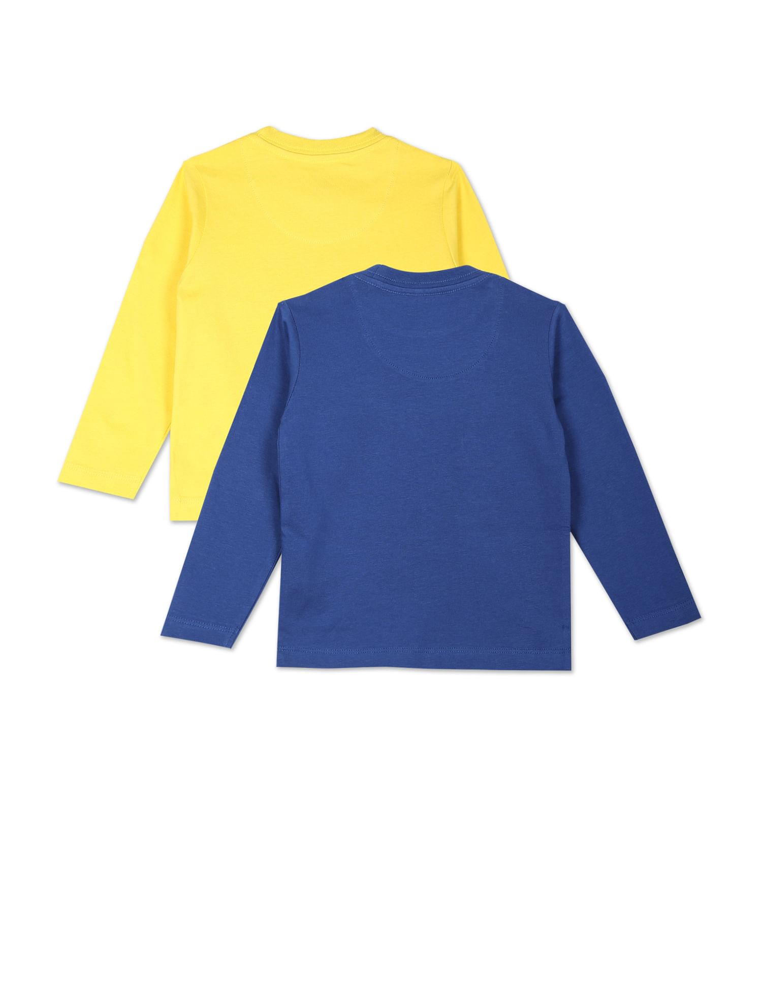 Crew Neck Brand Print T-Shirt - Pack Of 2 Yellow and Blue - U.S. Polo Assn. India | Large
