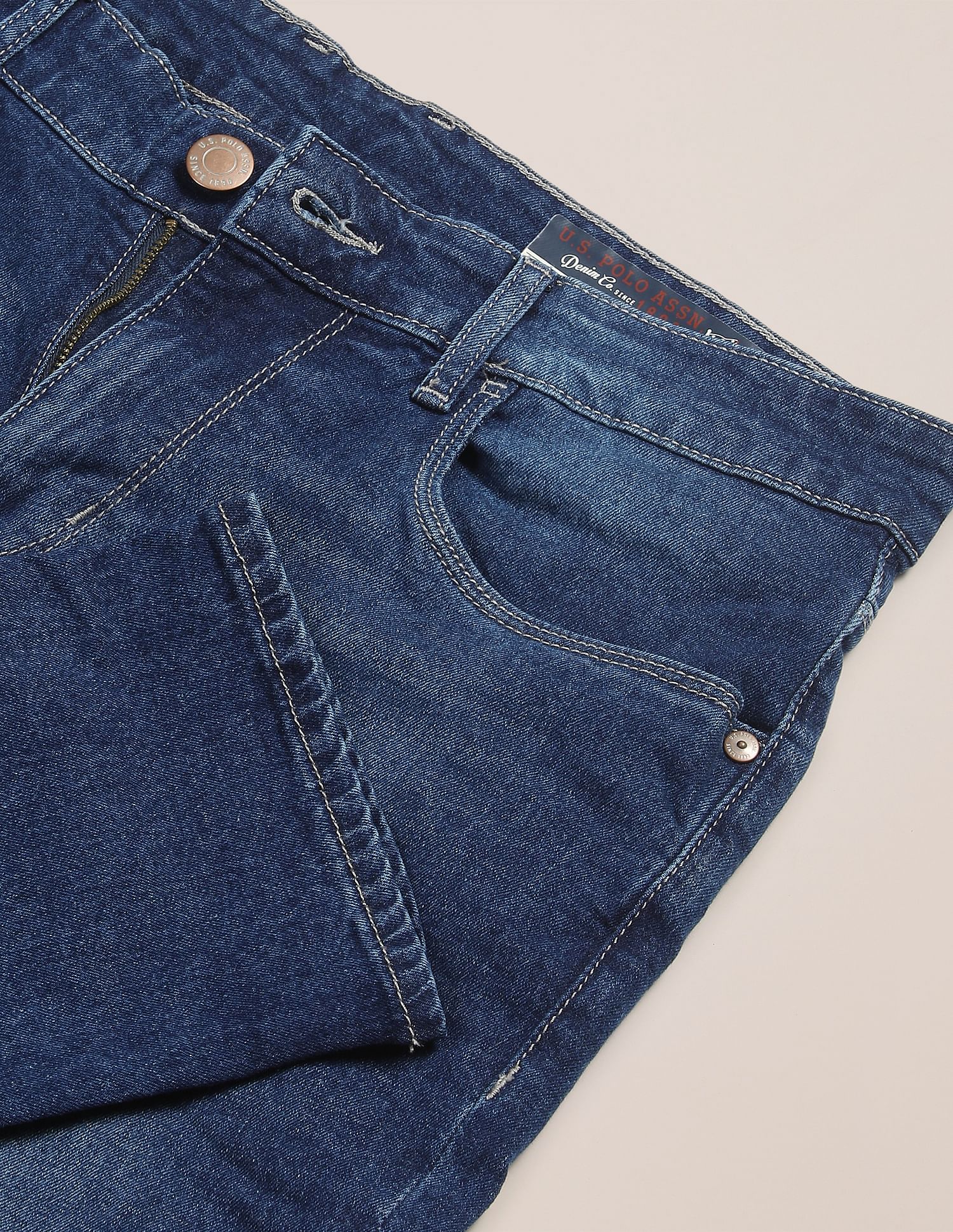 Men Blue Brandon Slim Tapered Fit Stone Wash Jeans Blue - U.S. POLO ASSN. | Large