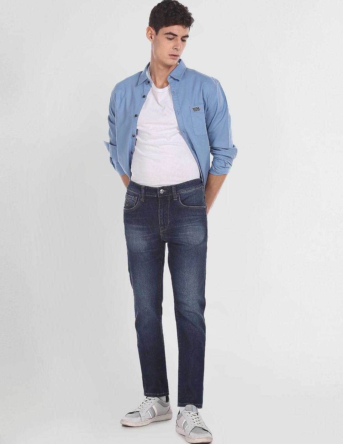 Regallo Skinny Fit Stone Wash Jeans Navy - U.S. POLO ASSN. | Large