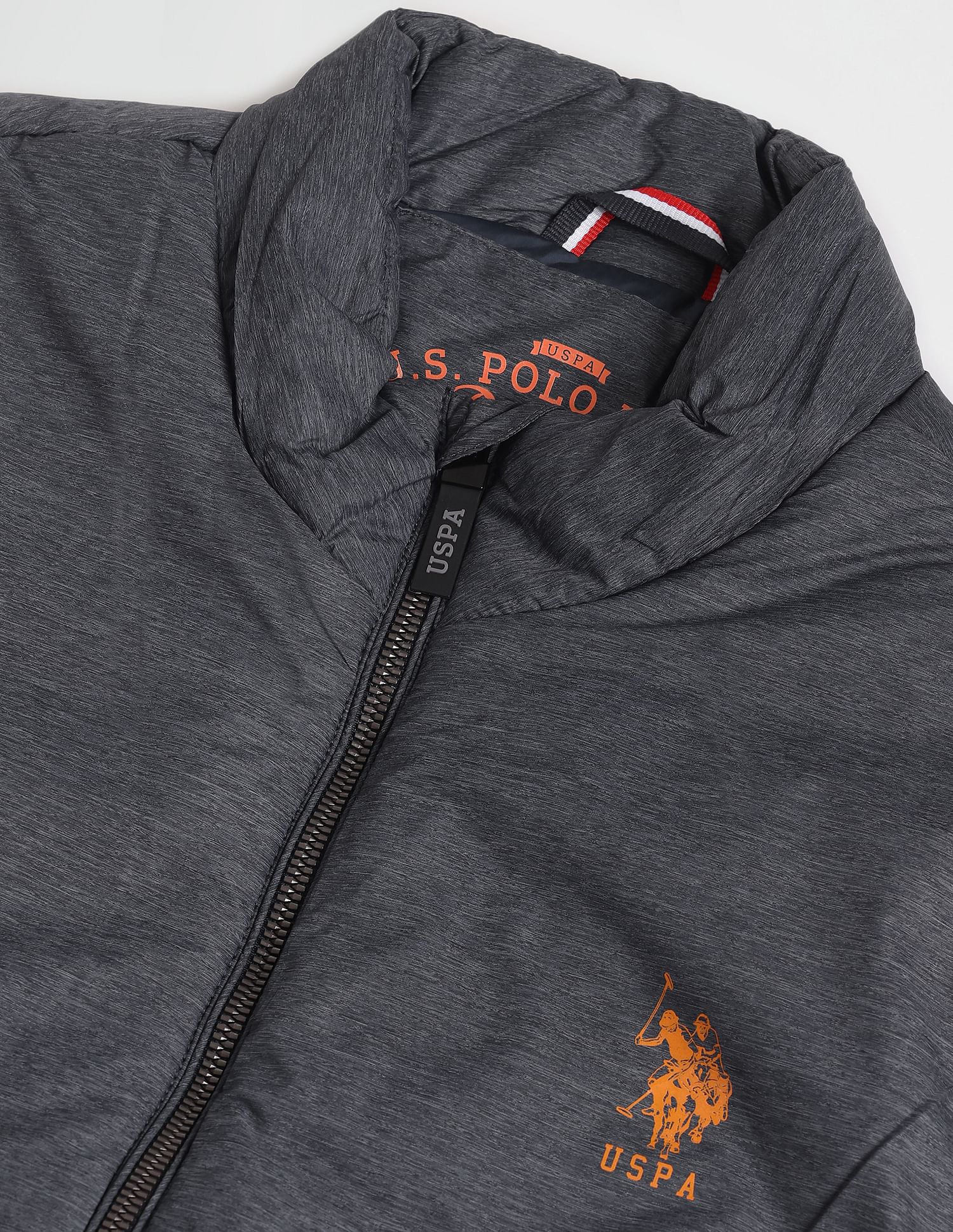 High Neck Sleeveless Solid Padded Jacket Grey - U.S. POLO ASSN. | Large