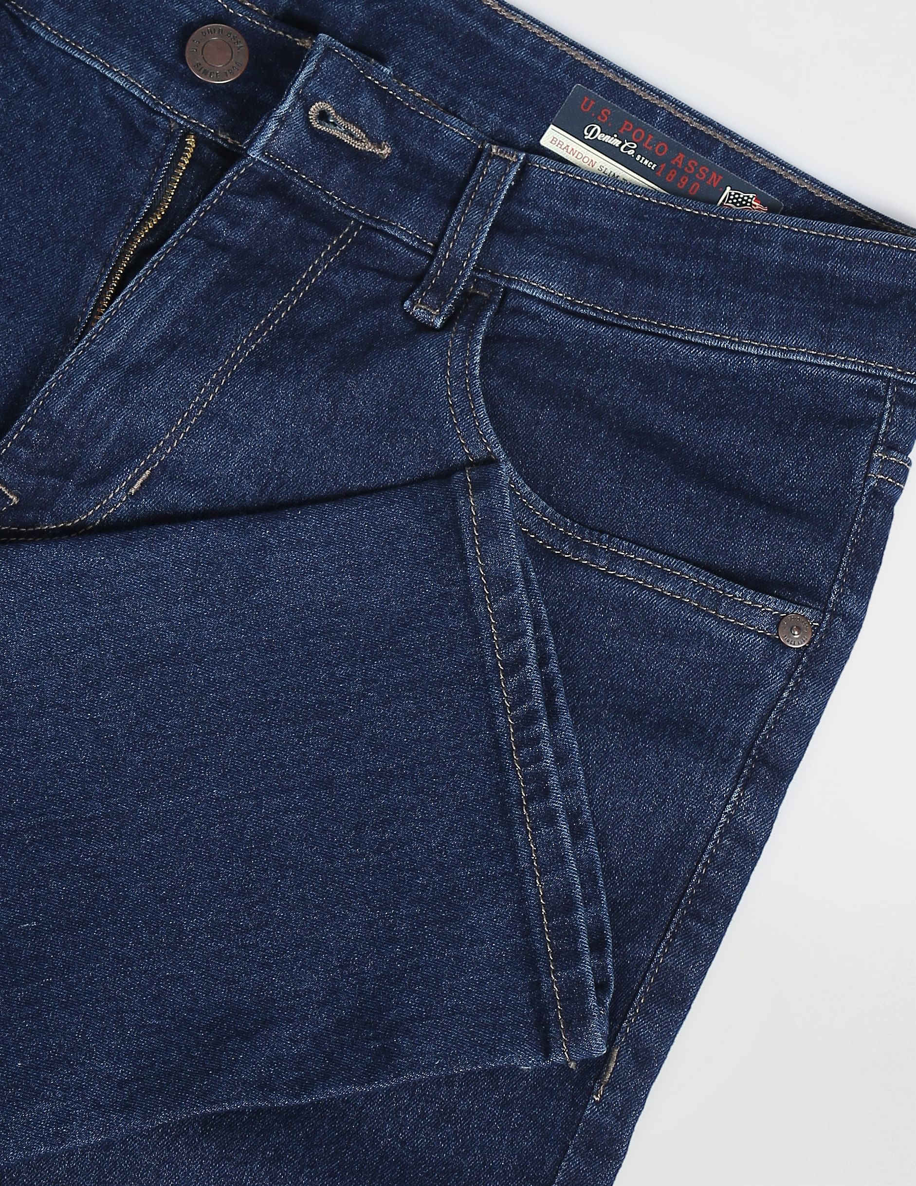 Brandon Slim Tapered Fit Dark Wash Jeans Blue - U.S. POLO ASSN. | Large