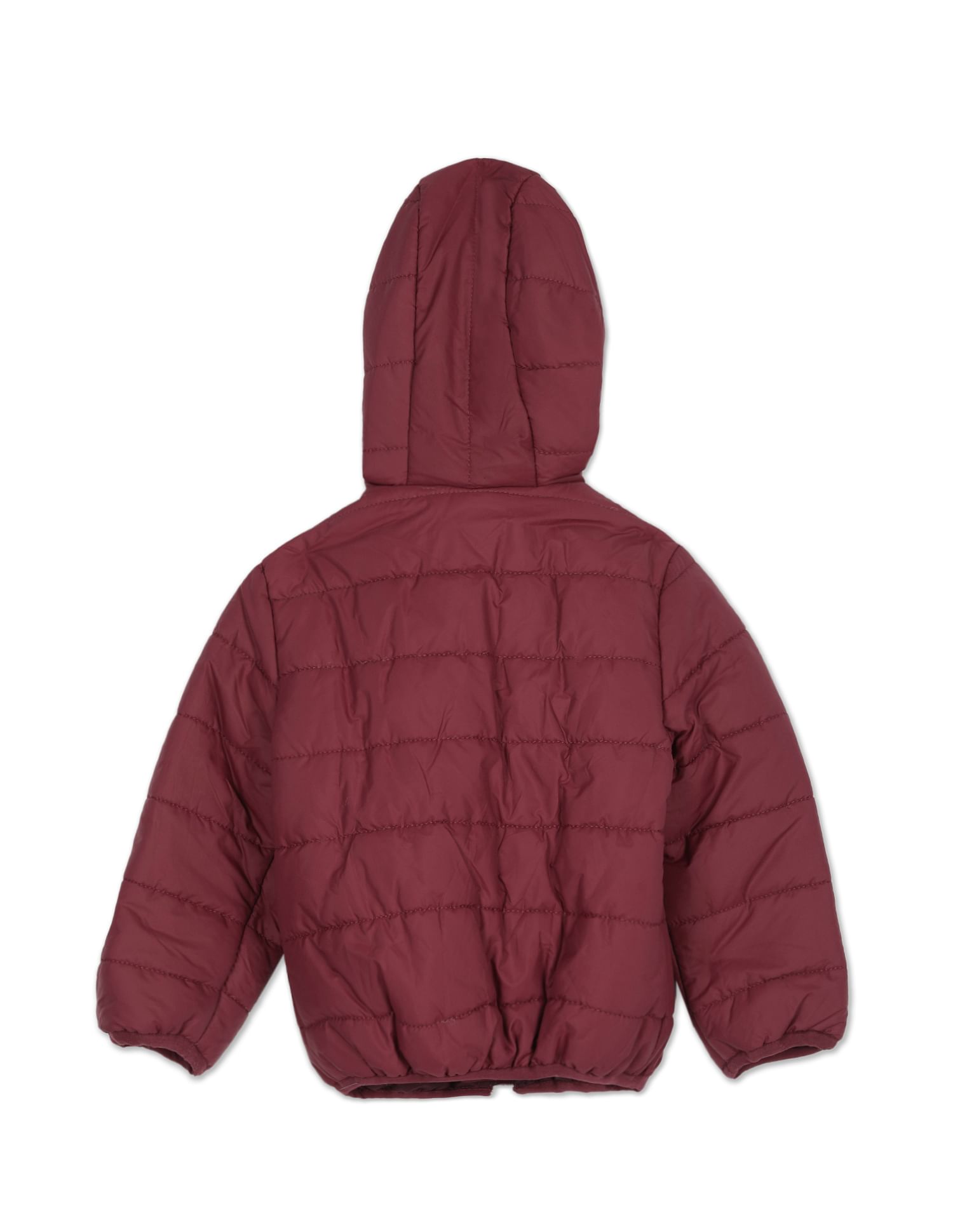 Boys Maroon Hooded Solid Puffer Jacket Maroon - U.S. POLO ASSN. | Large