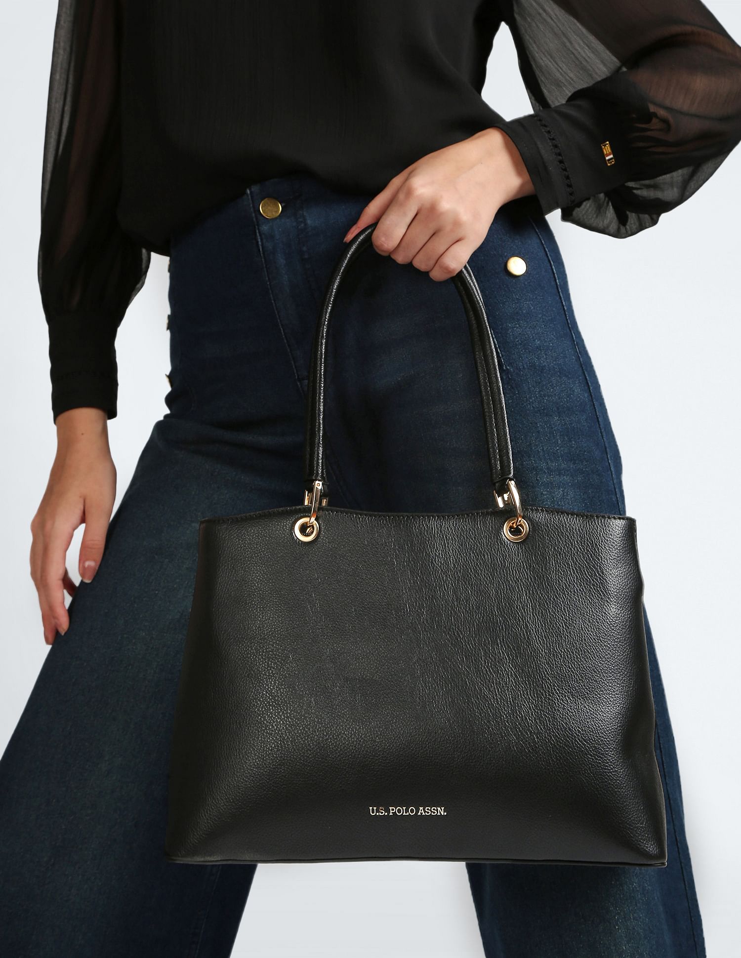 Minimal Structured Hang Bag Black - U.S. POLO ASSN. | Large