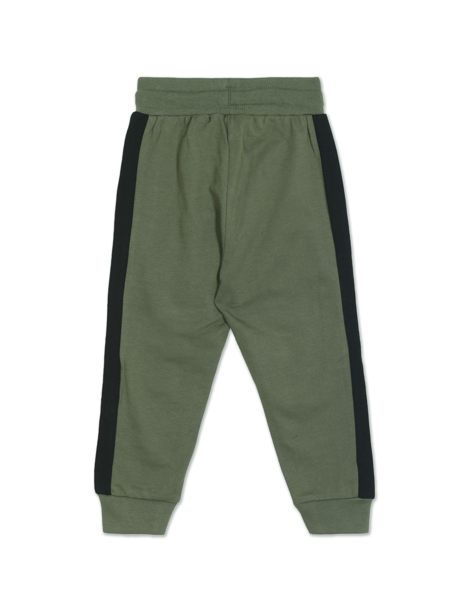 Contrast Panel Solid Cotton Joggers Olive - U.S. POLO ASSN. | Large