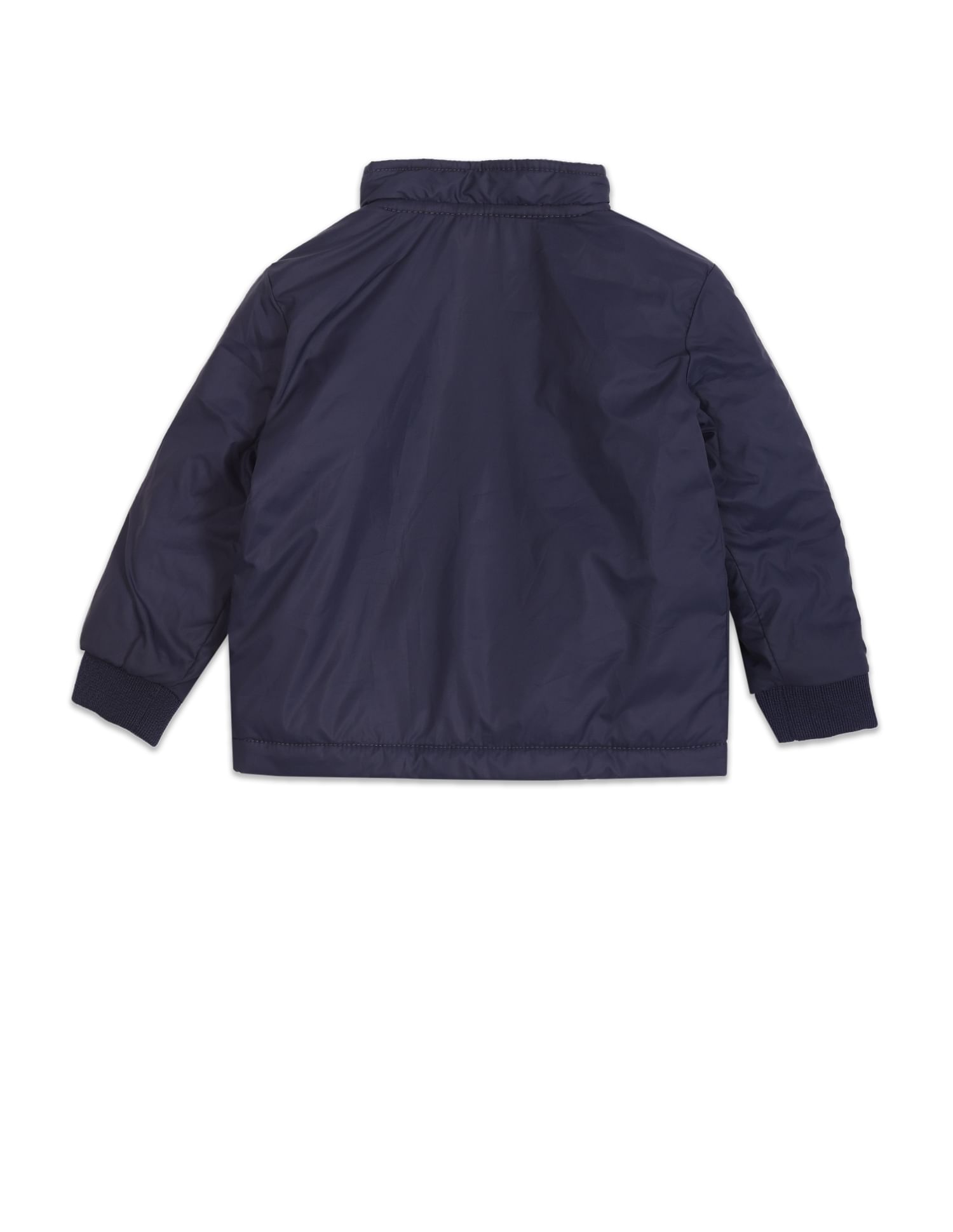 Boys Navy High Neck Solid Polyester Padded Jacket Navy - U.S. POLO ASSN. | Large