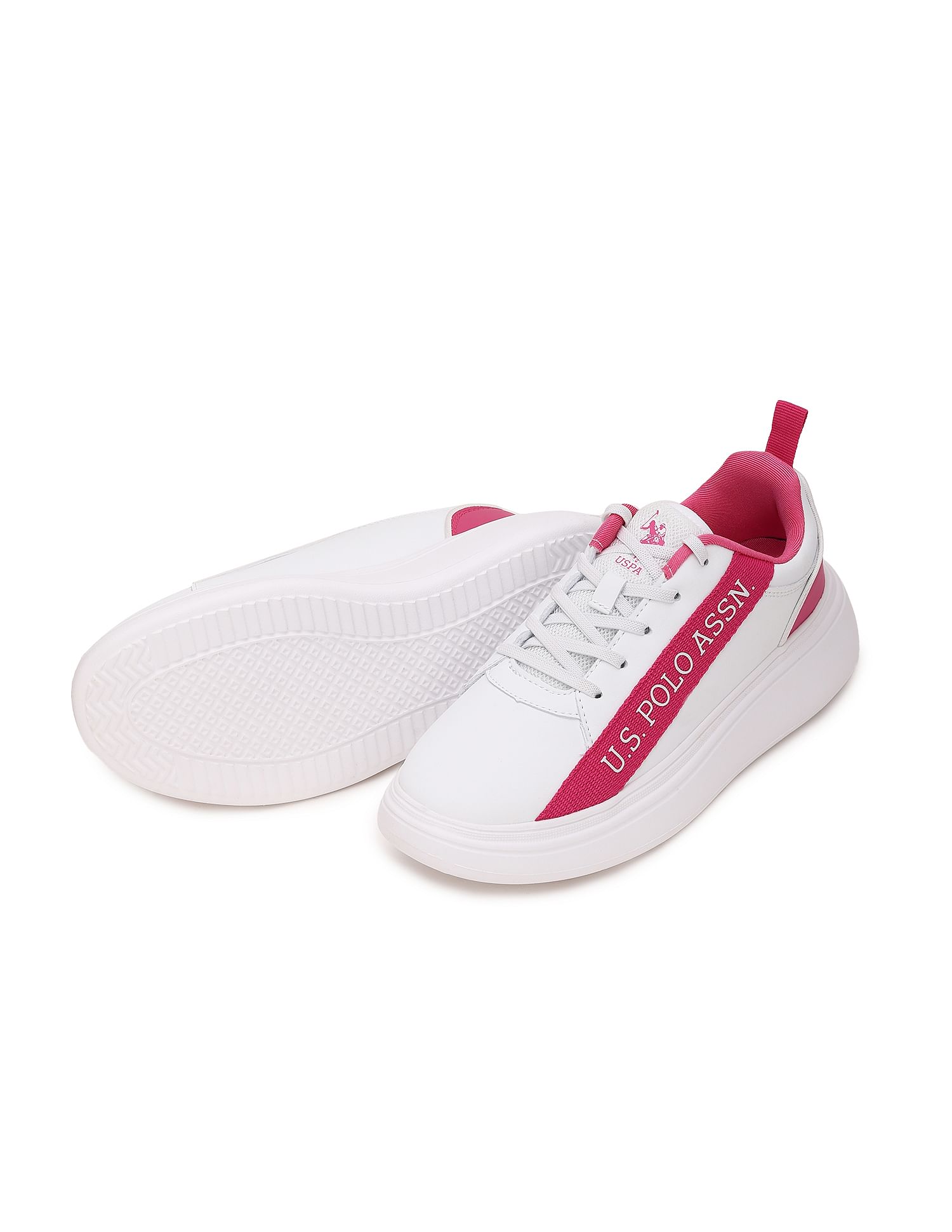 Women Brand Tape Lianna Sneakers White and Pink - U.S. POLO ASSN. | Large