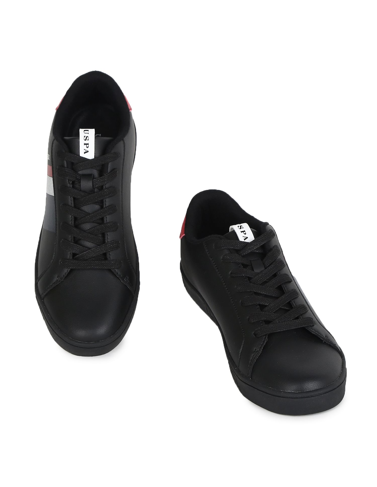 Men Brand Stripe Round Toe Glinton Sneakers Black - U.S. Polo Assn. India | Large