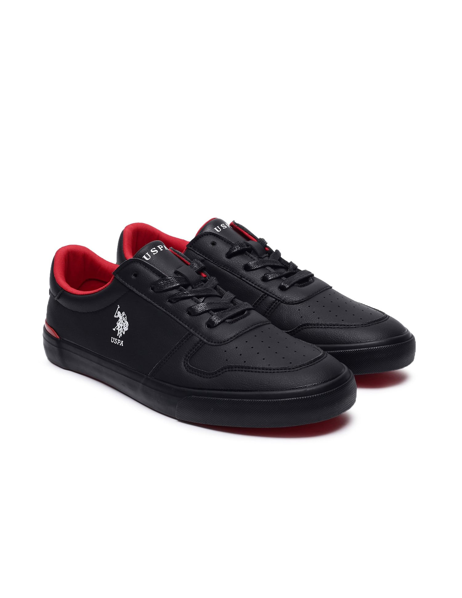Men Britt Solid Lace Up Sneakers Black - U.S. Polo Assn. India | Large