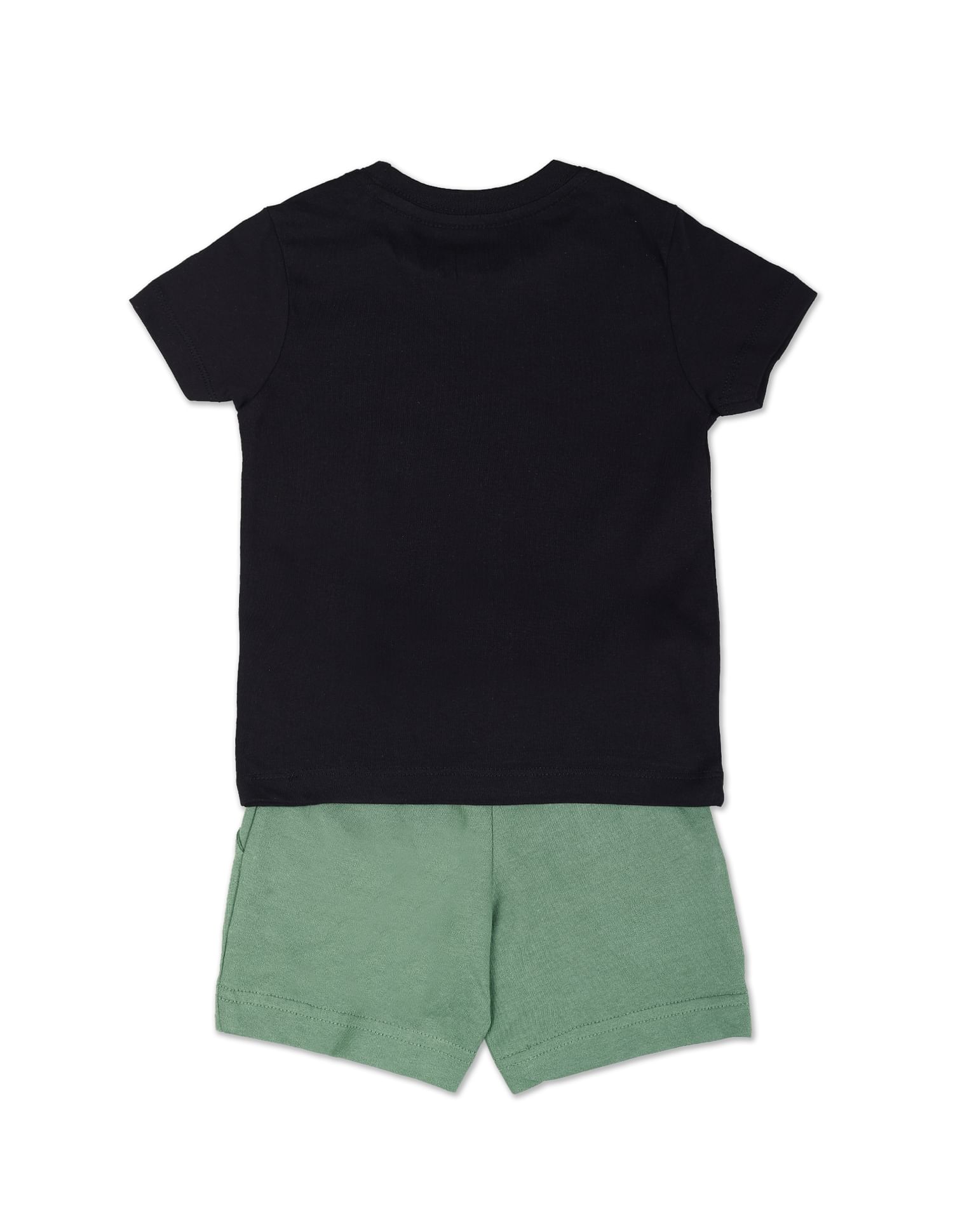 Boys Black Brand Print Cotton Set Black and Green - U.S. POLO ASSN. | Large