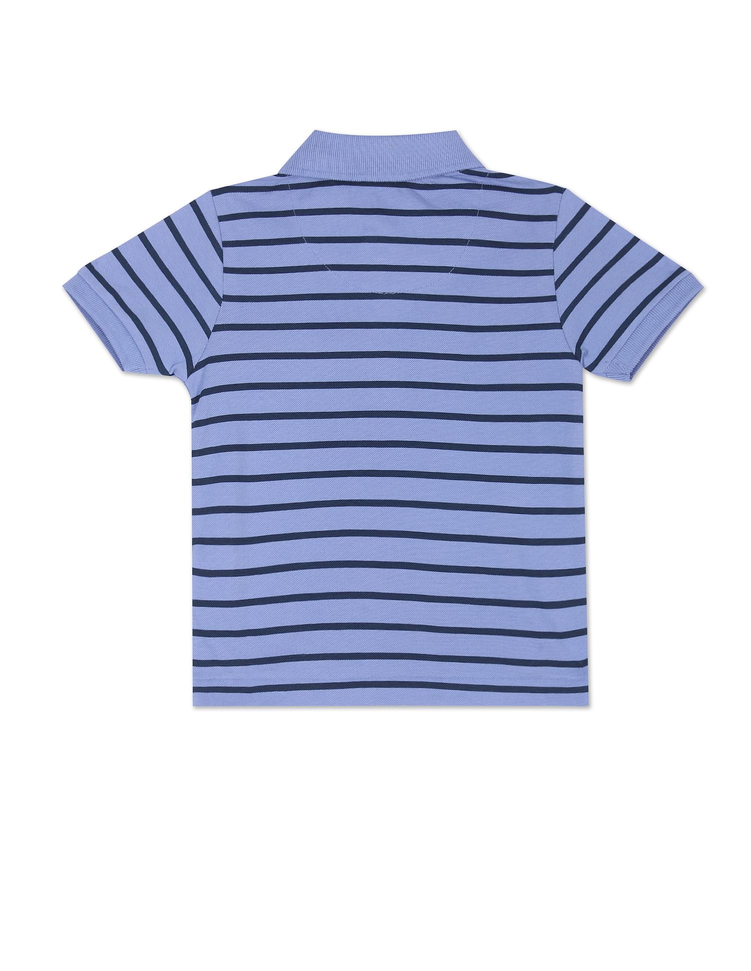 Horizontal Stripe Cotton Polo Shirt Light Purple - U.S. POLO ASSN. | Large