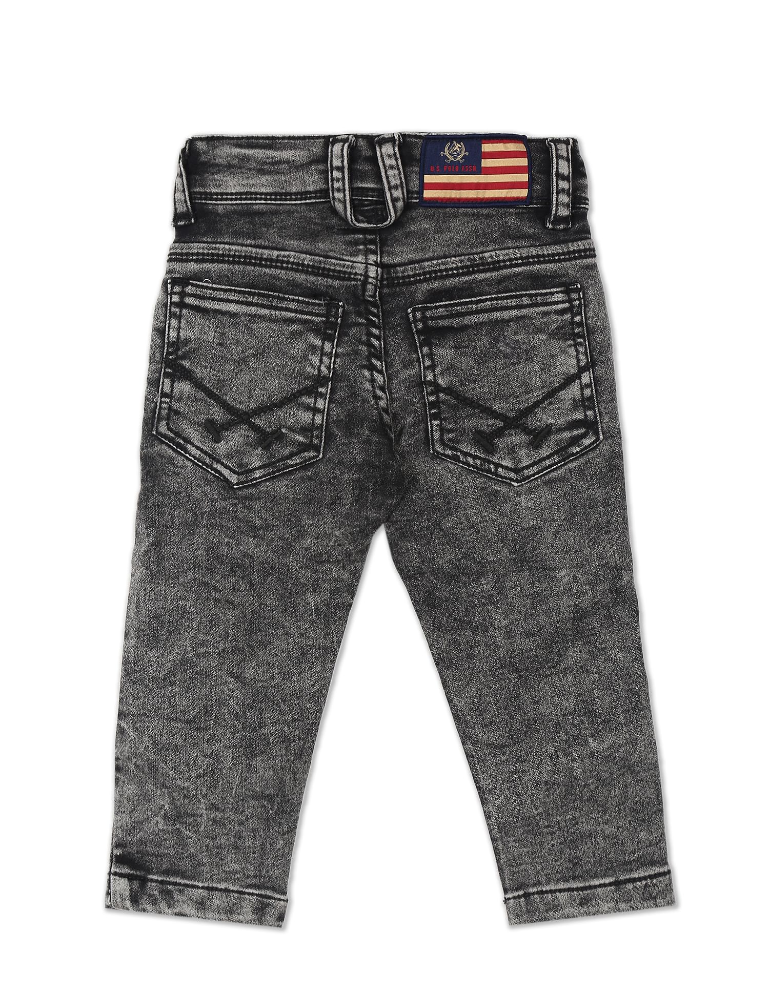 Boys Grey Brandon Slim Fit Acid Wash Jeans Grey - U.S. POLO ASSN. | Large
