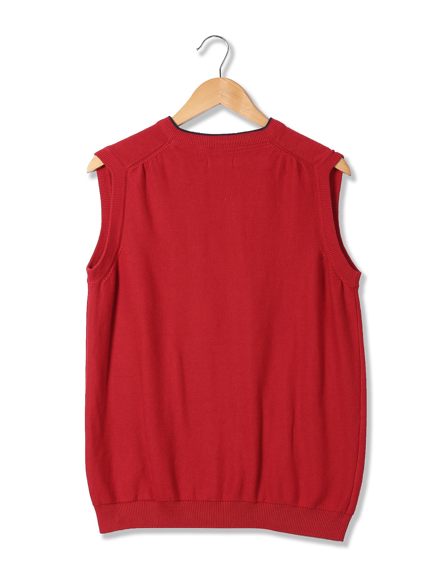 Boys V-Neck Cable Knit Sweater Red - U.S. POLO ASSN. | Large